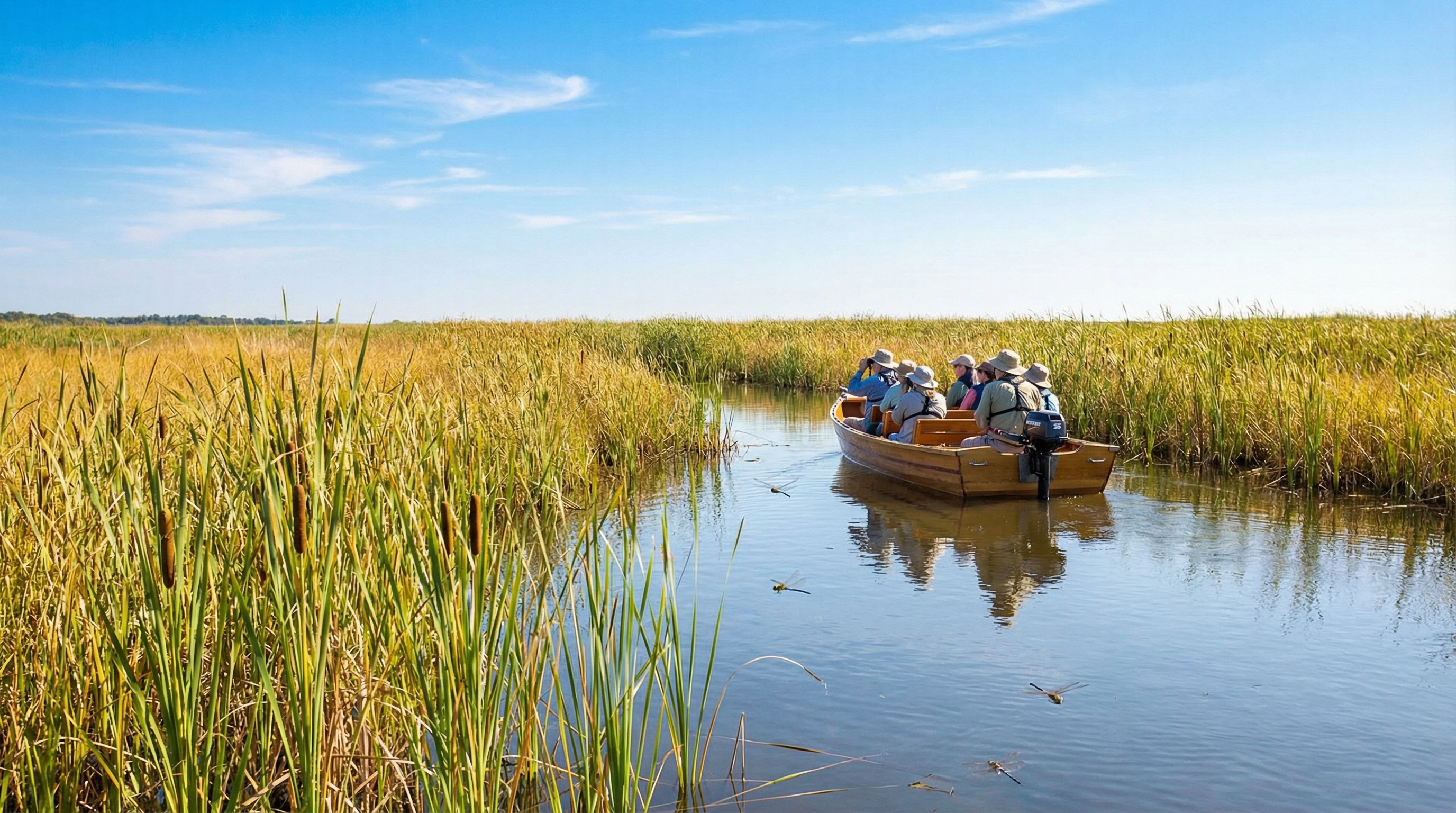 Eco boat tour in Everglades wetlands