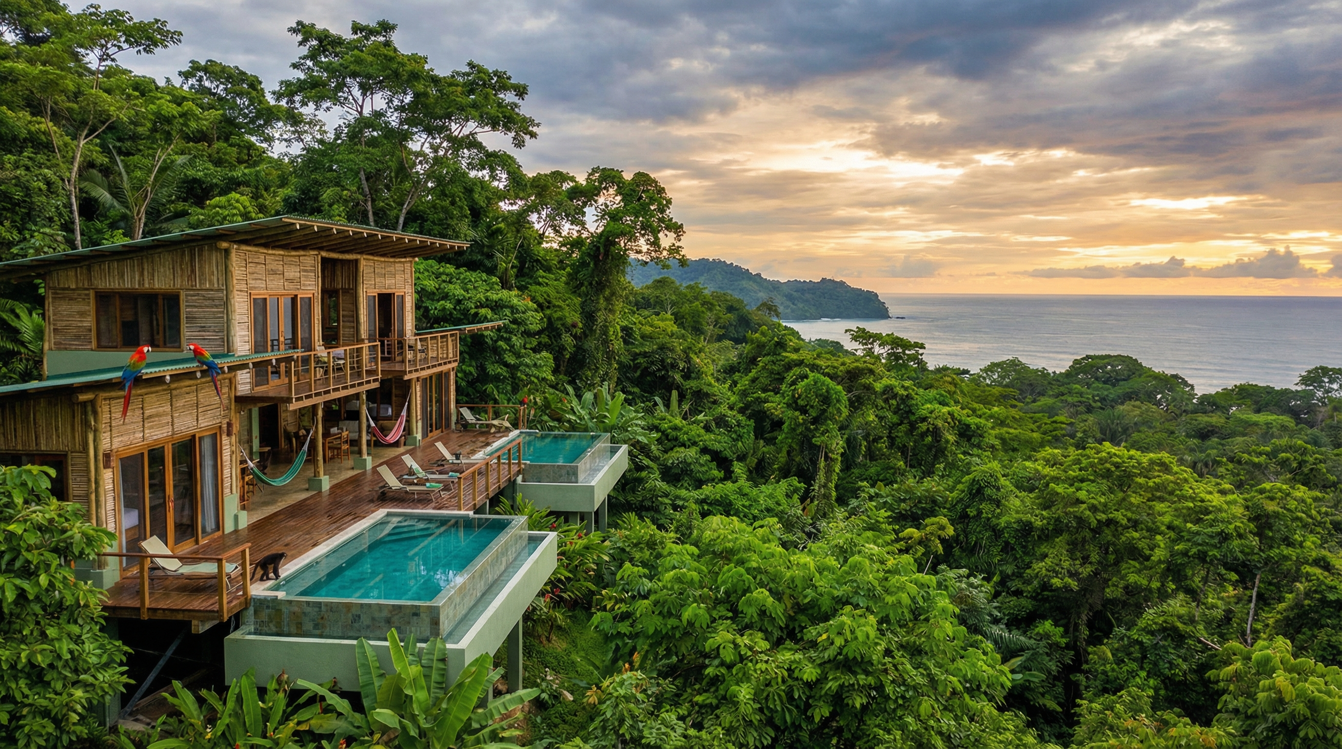 Osa Peninsula rainforest retreat overlooking ocean and jungle canopy in Costa Rica