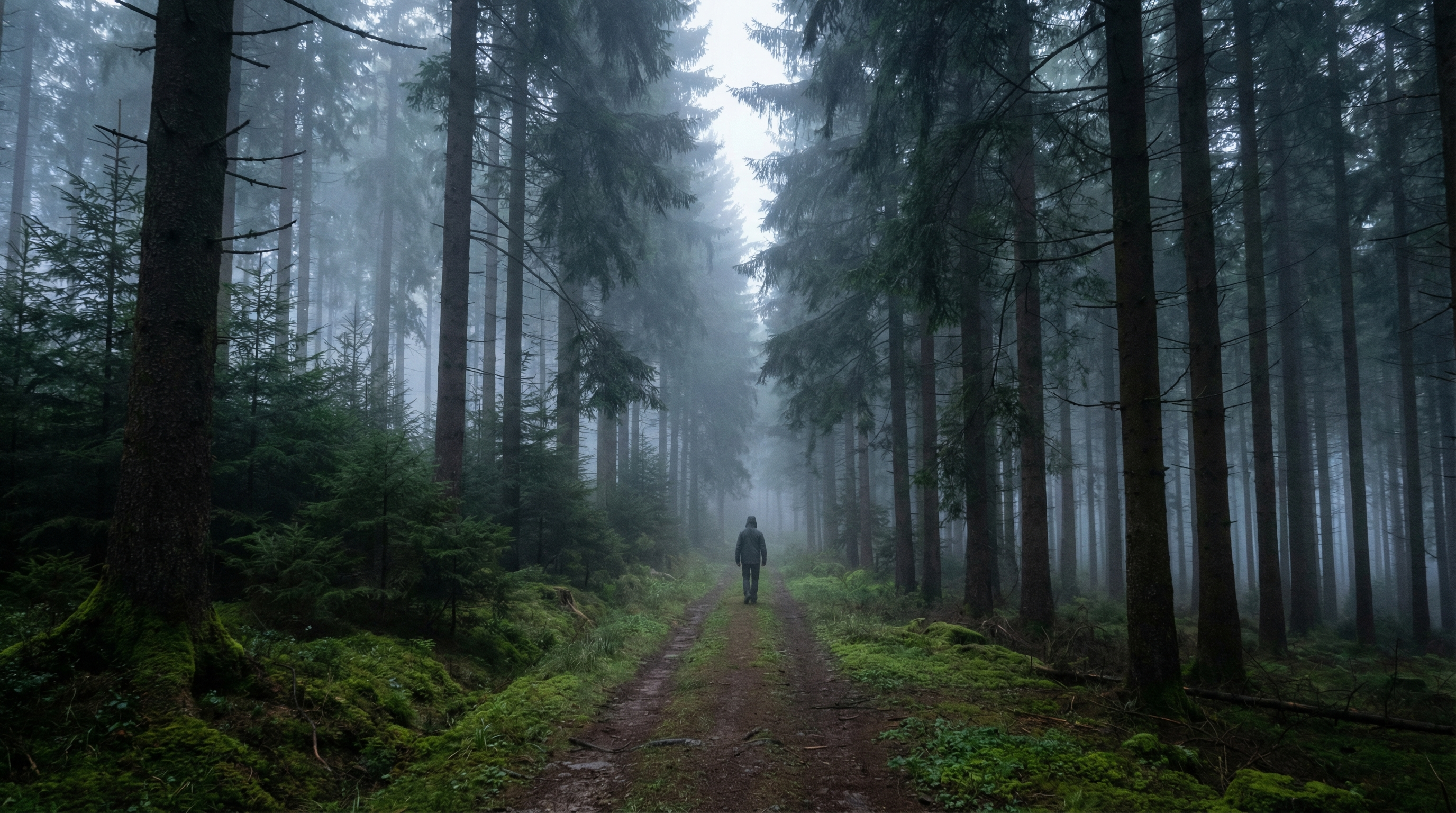 Black Forest Germany evergreen trails and fog