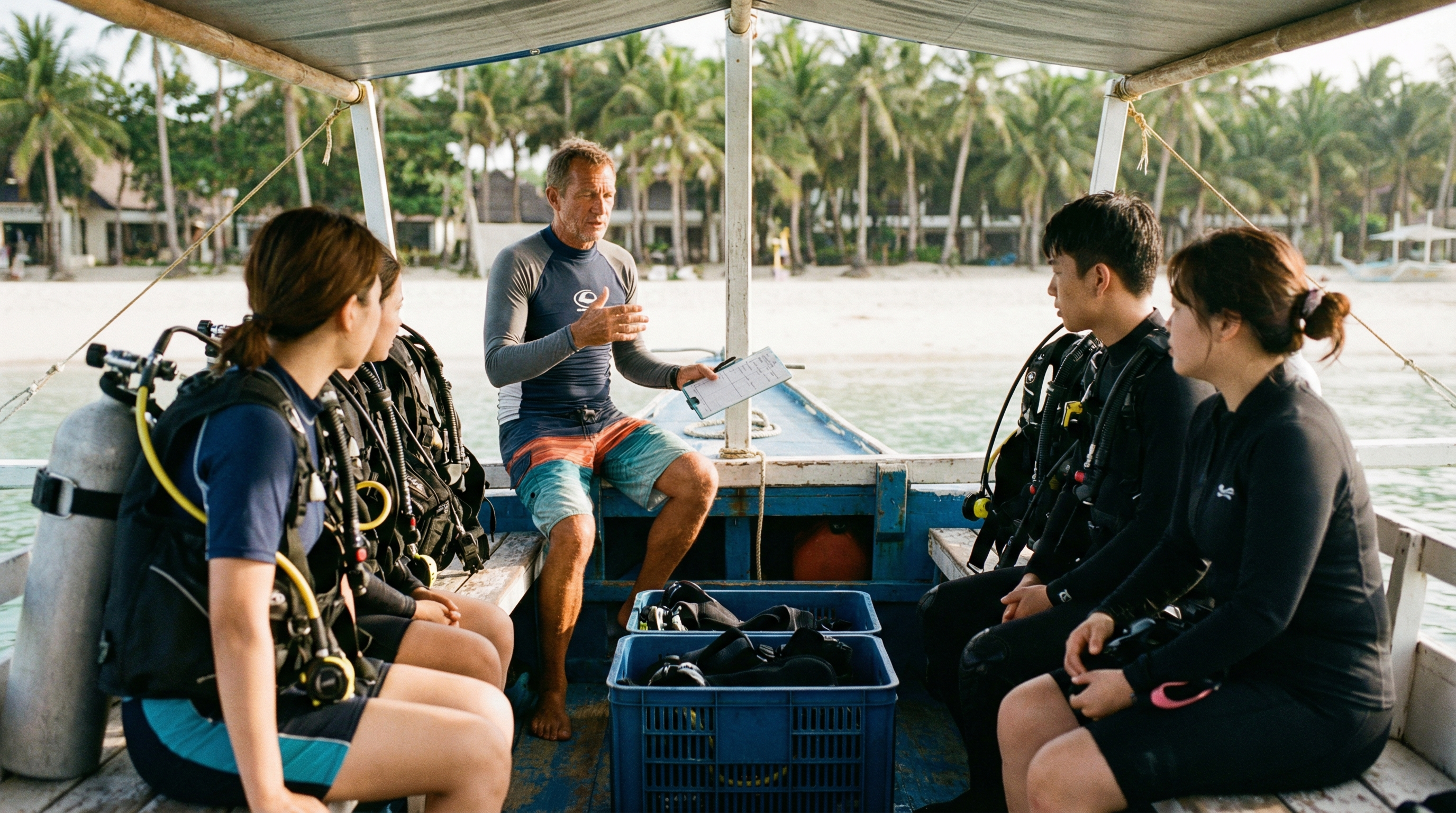 Tropical reef fish and clear water typical of Boracay dive sites