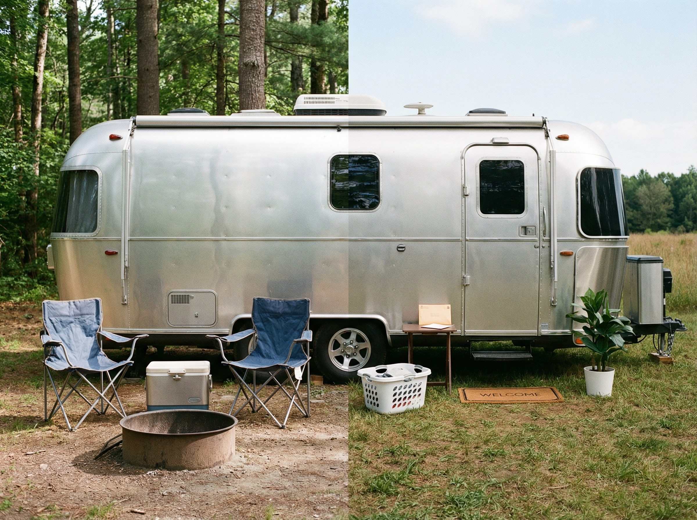 Full-time vs part-time RV lifestyle image for insurance decision