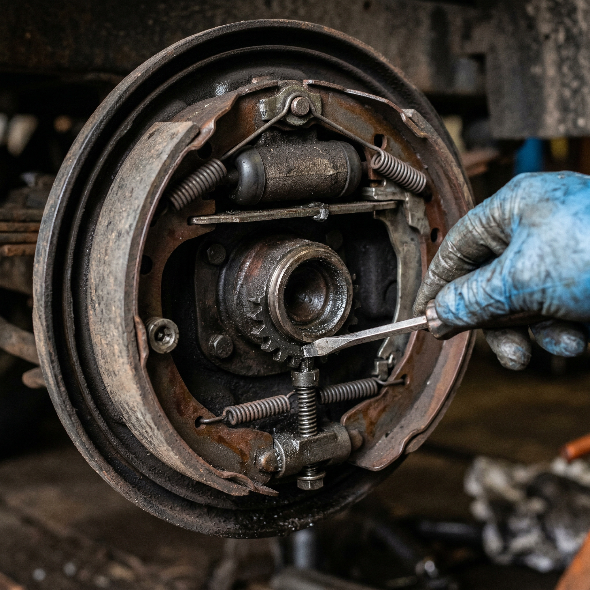 Installing new electric trailer brake assembly onto axle backing plate