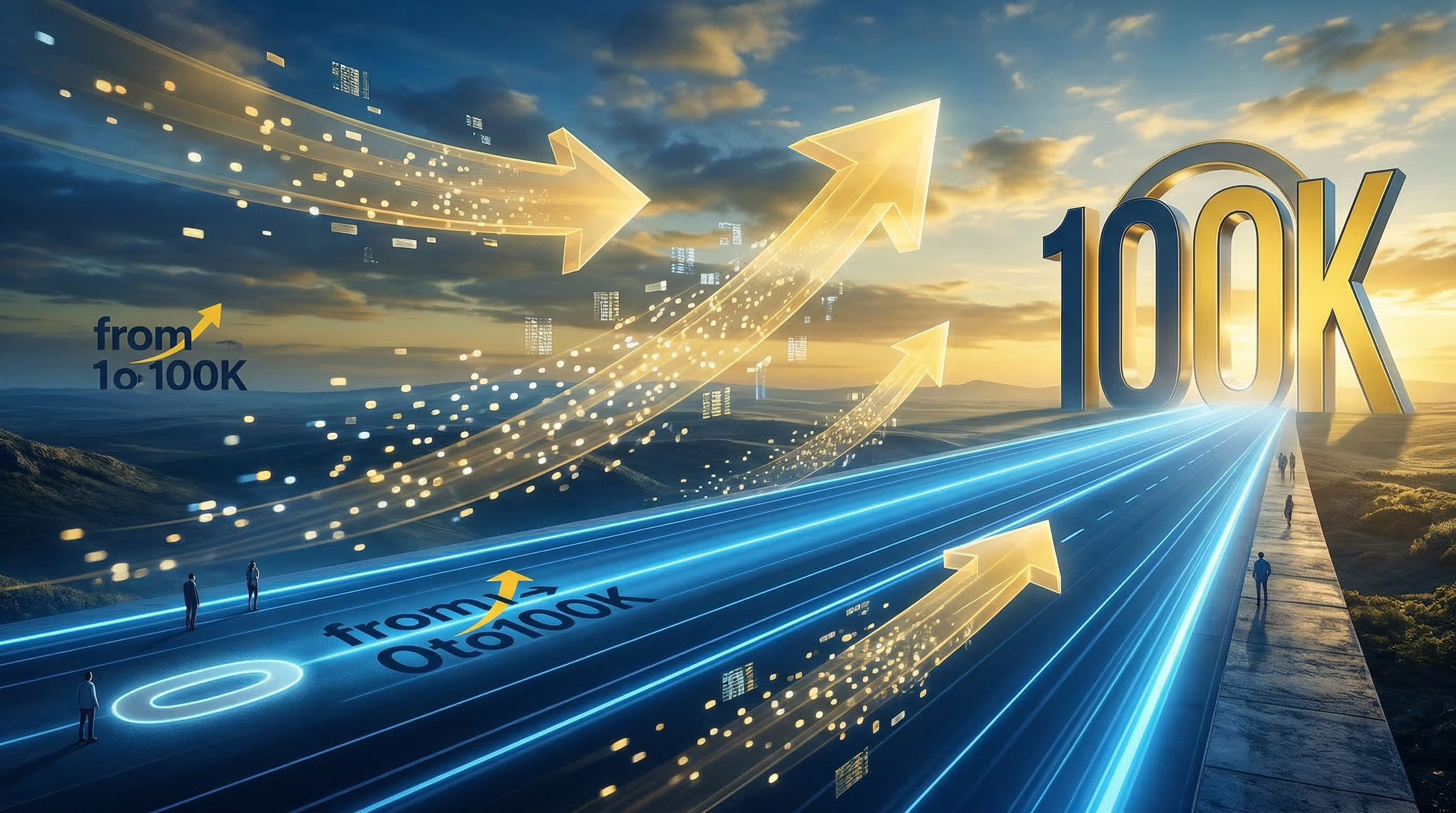 Branded hero image representing progress under pressure across the From 0 to 100K build