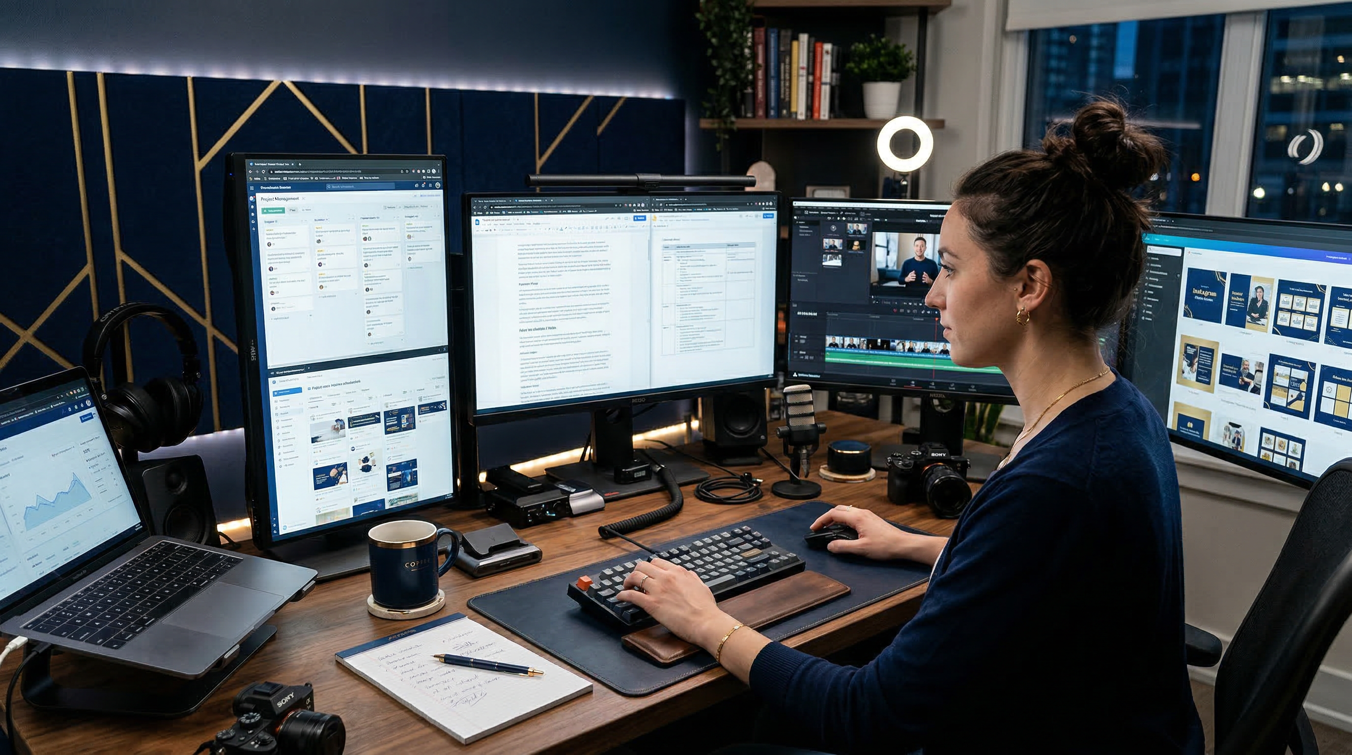 Content efficiency concept image showing one core idea being repurposed into multiple outputs
