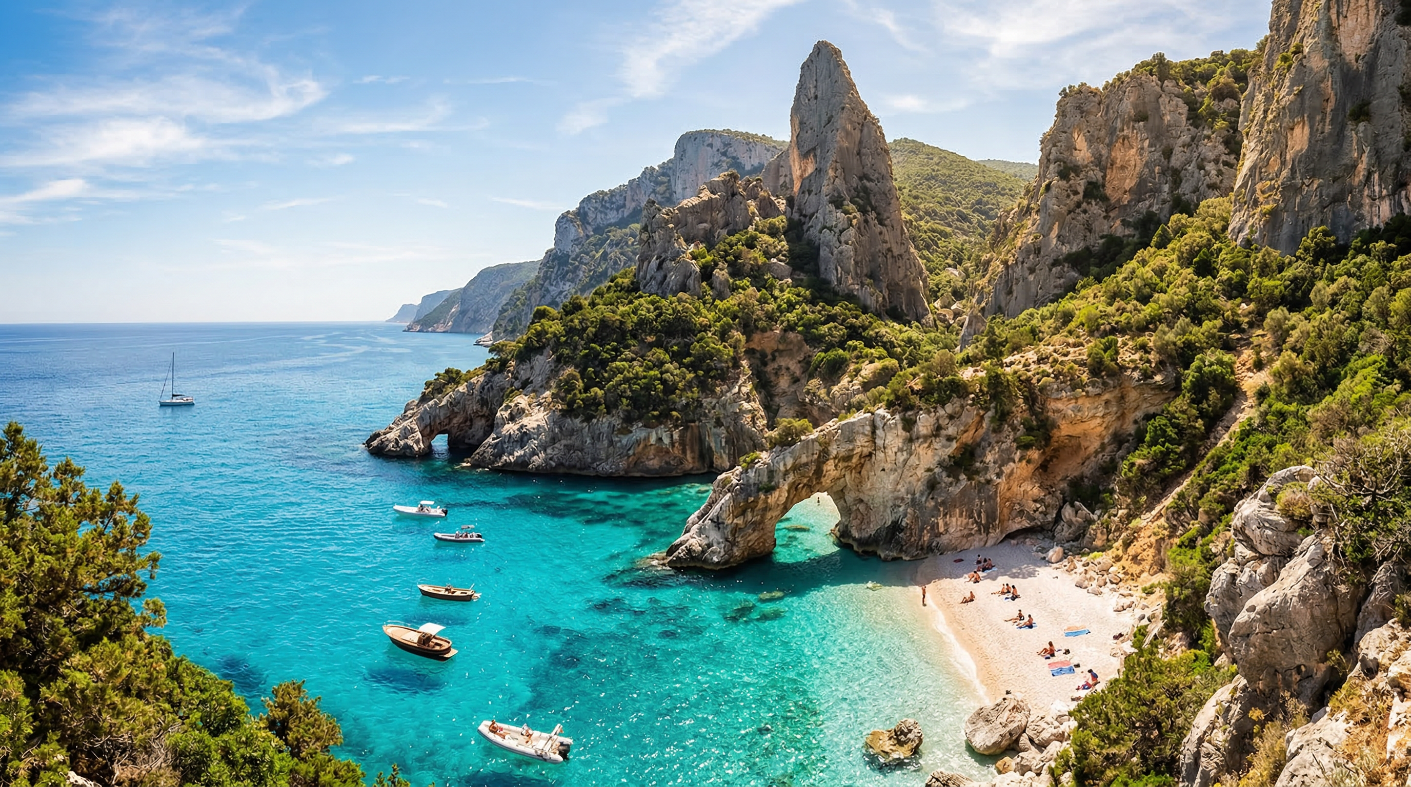Cala Goloritzé style Mediterranean cove with cliffs and turquoise water
