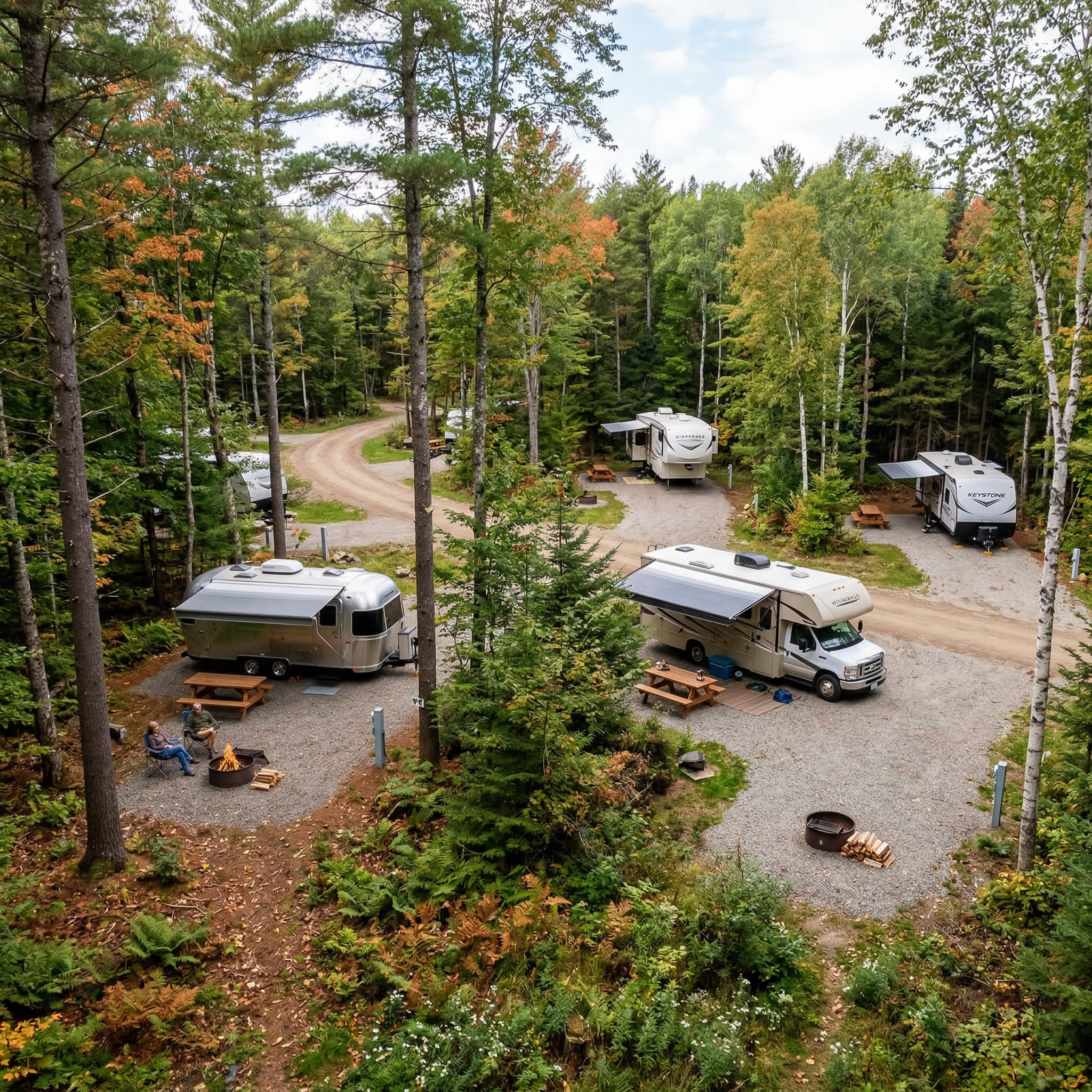 RV campsite with proper spacing between neighboring campers