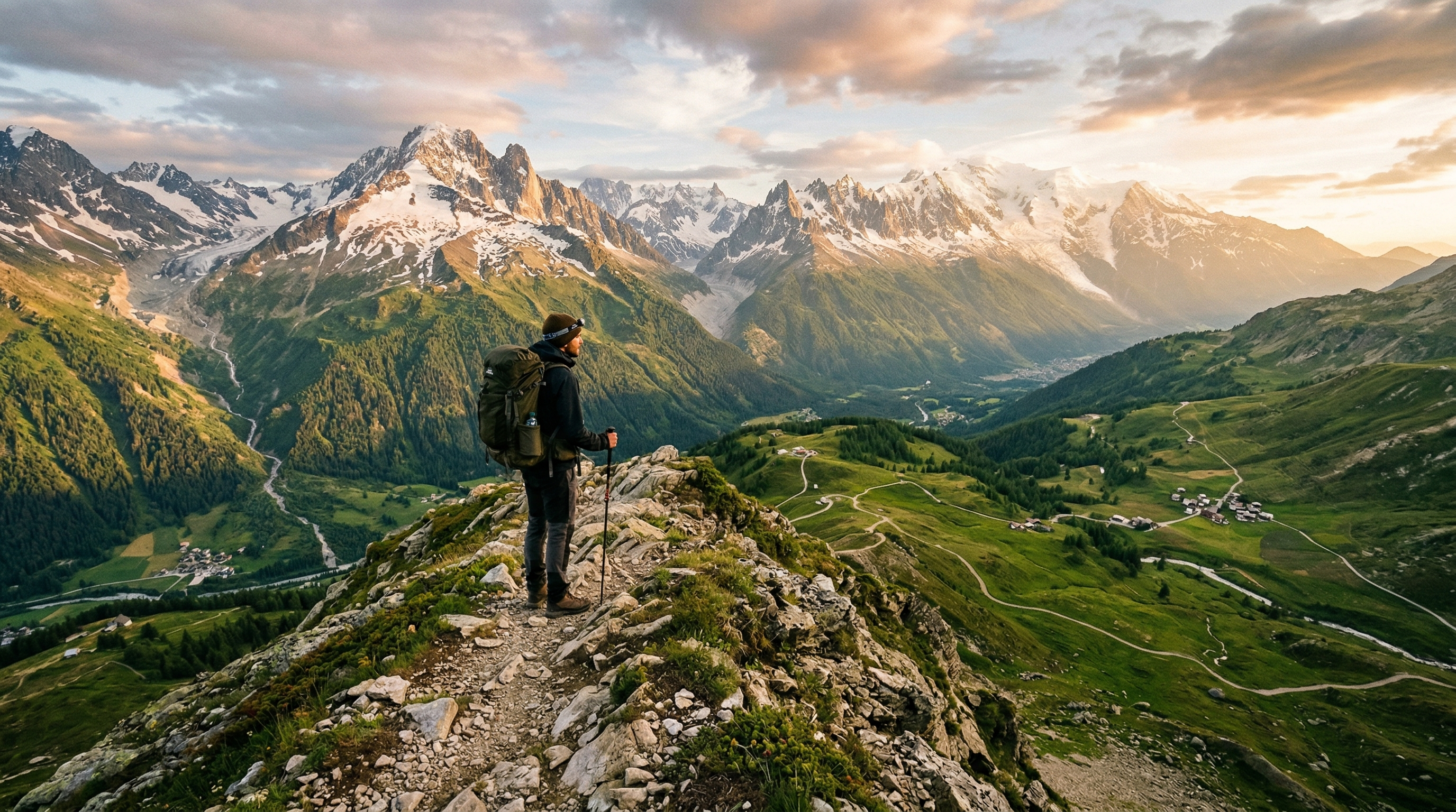 Hikers walking toward a mountain lake on a scenic June adventure trip