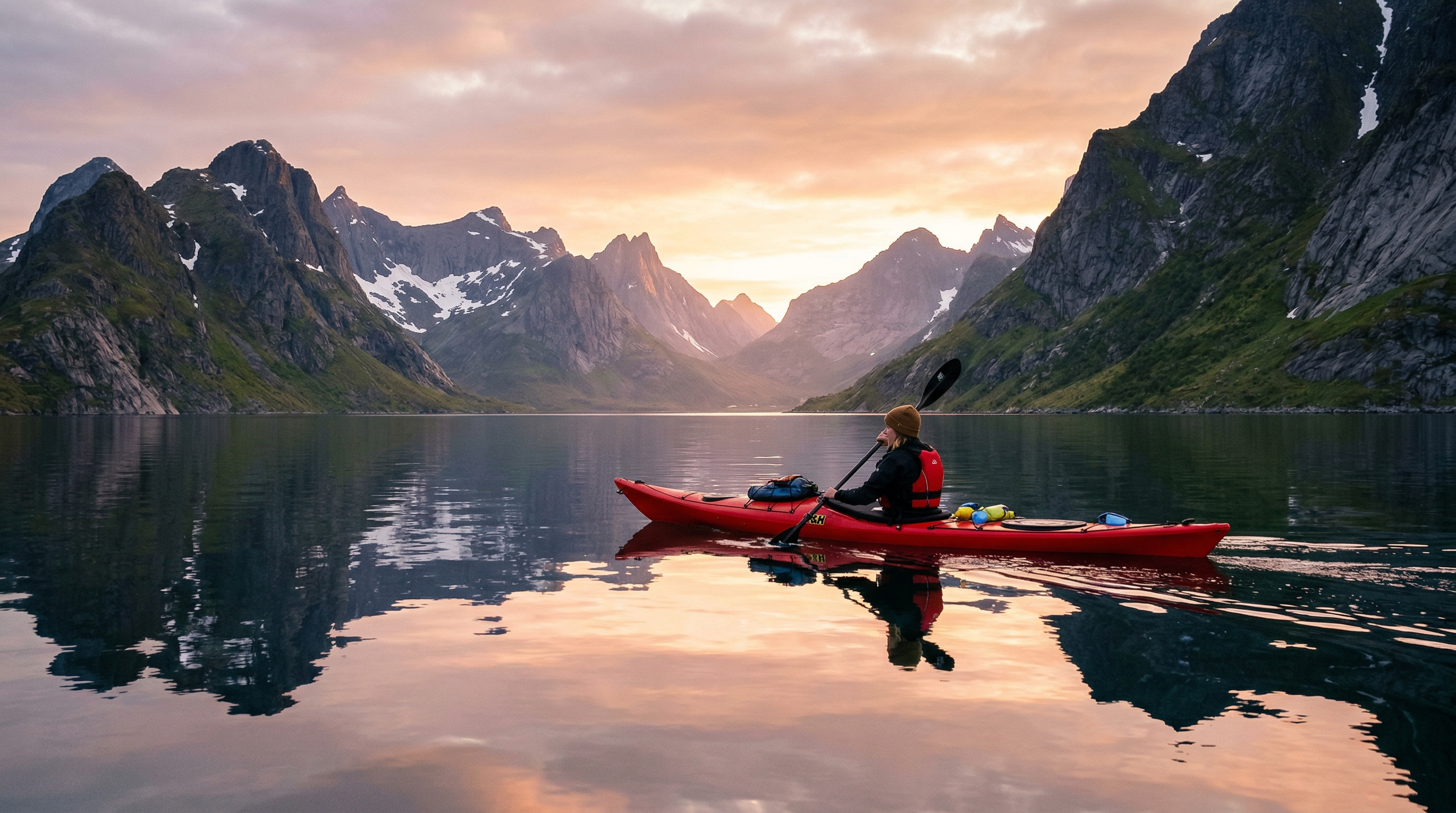 Scenic Norway fjord adventure route during early summer