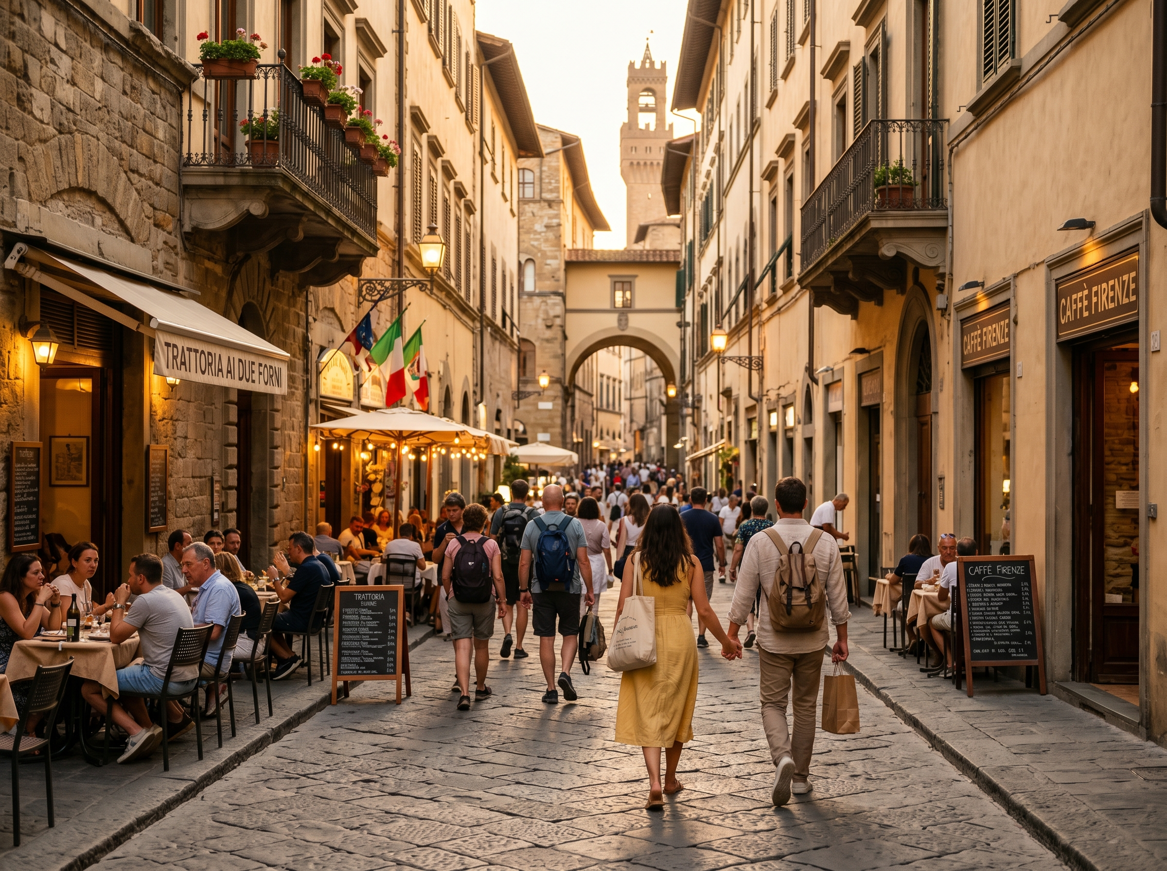 Historic Europe travel scene with classic architecture and travelers exploring