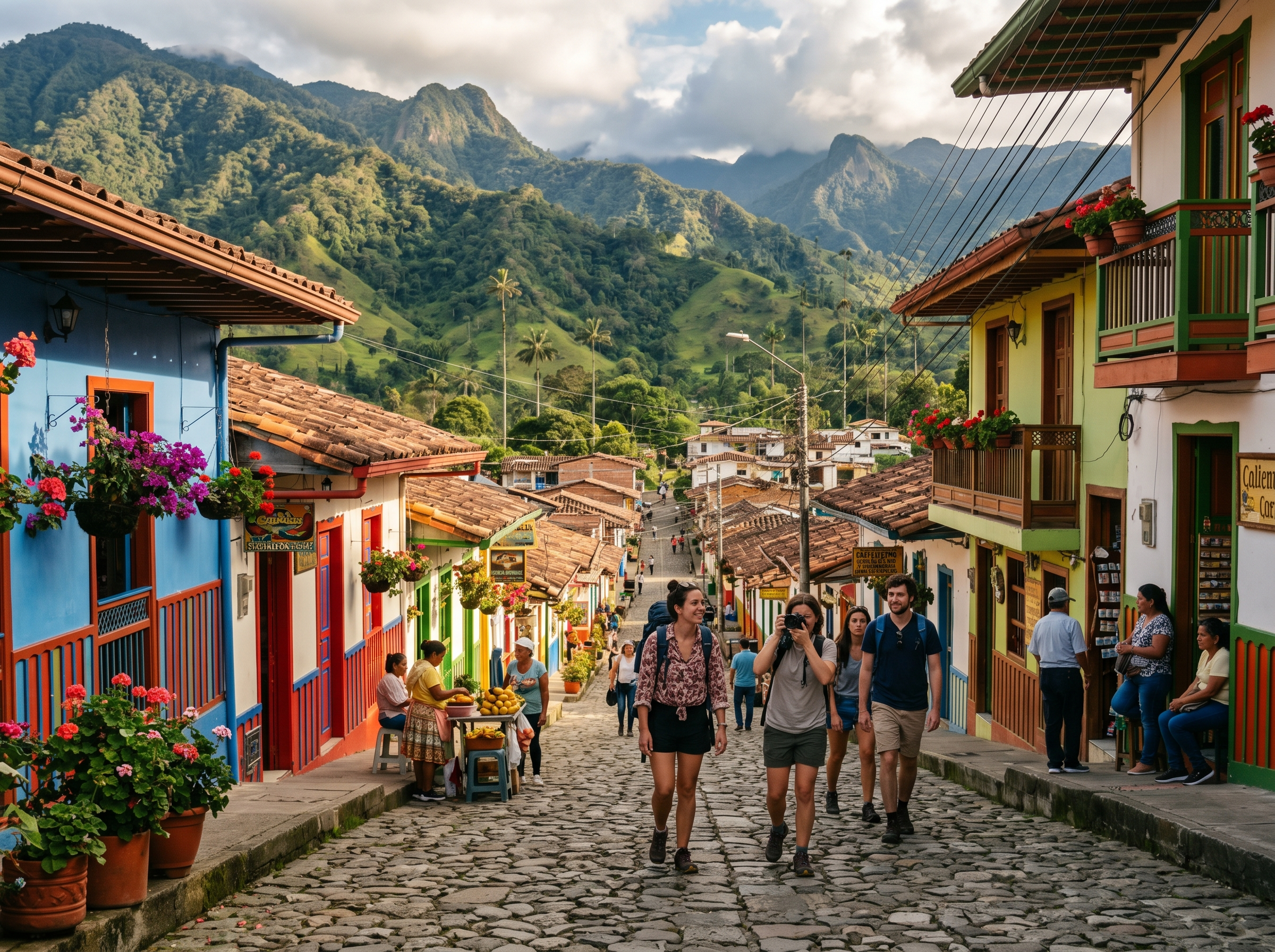 Vibrant Latin America travel scene with colorful streets and scenic backdrop