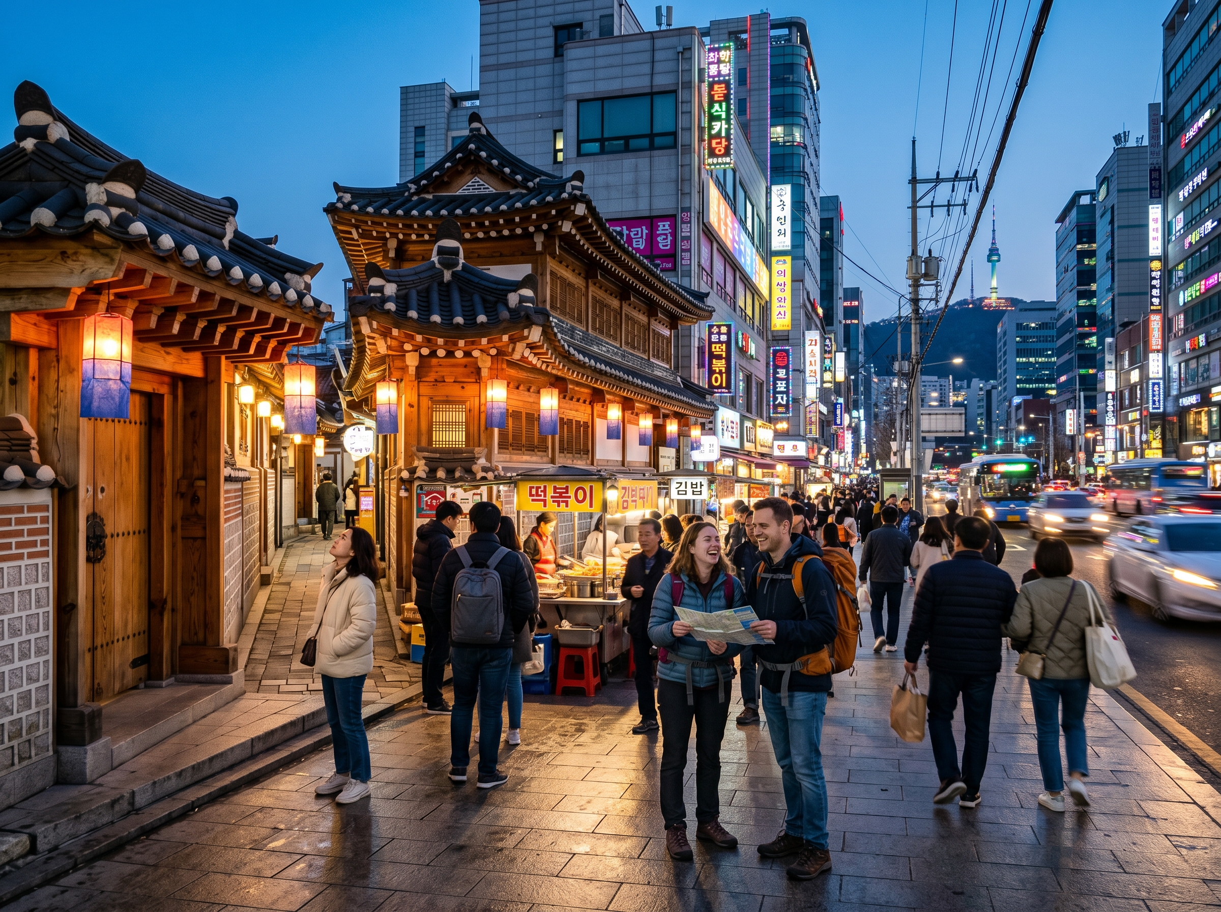 South Korea travel scene with city energy and cultural details
