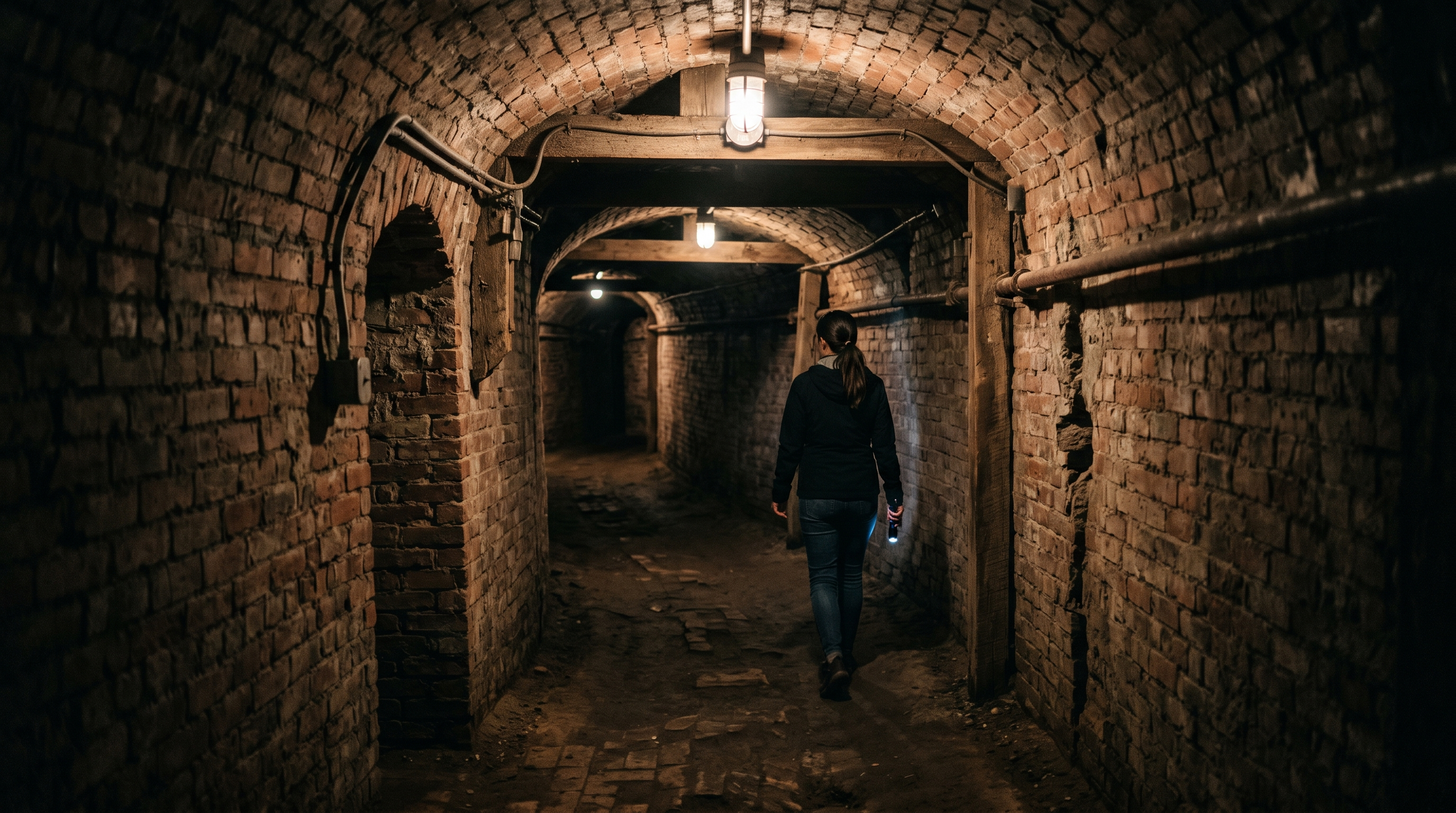 Historic underground tunnel corridor representing the Tunnels of Moose Jaw
