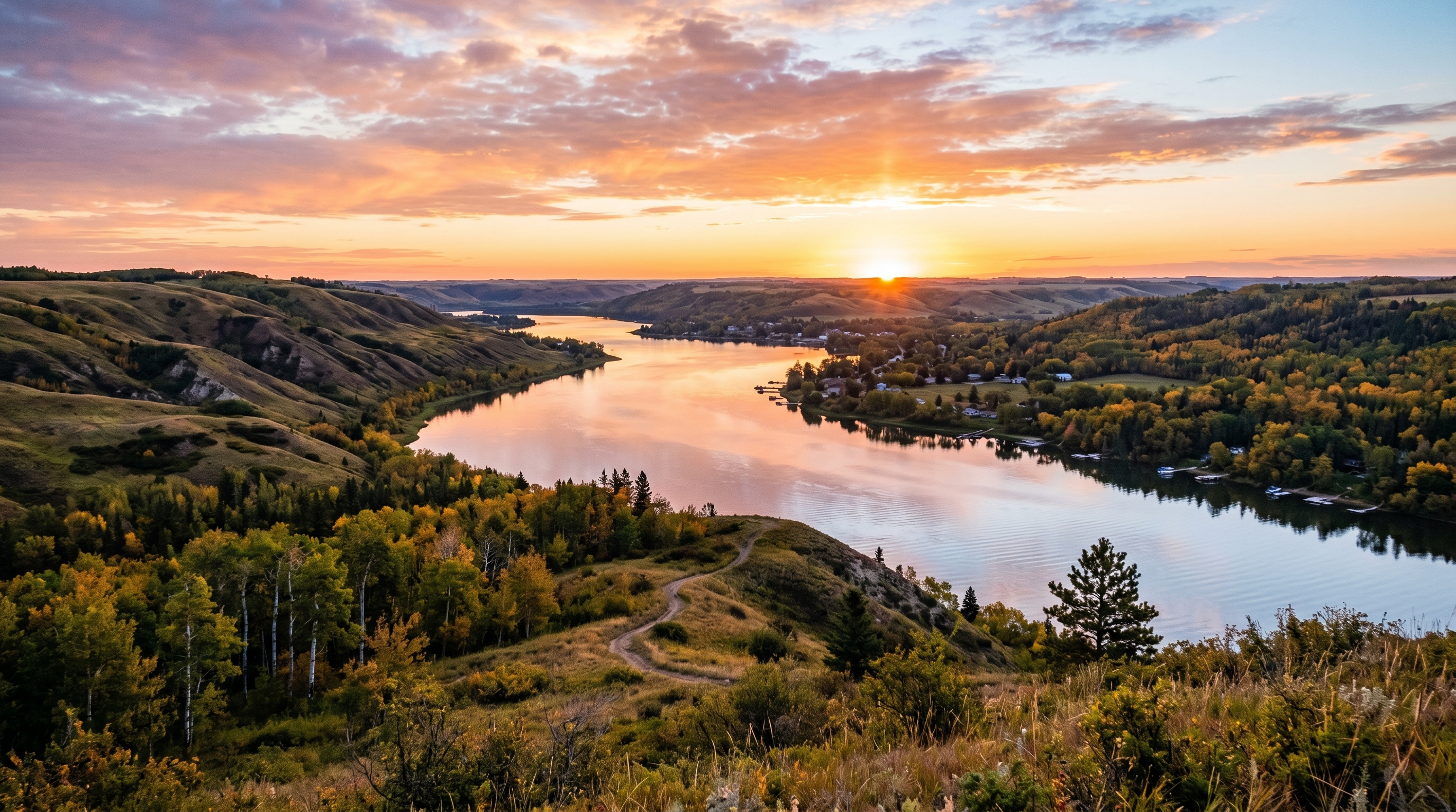 Fort Qu’Appelle Valley Saskatchewan scenic lake and rolling valley landscape
