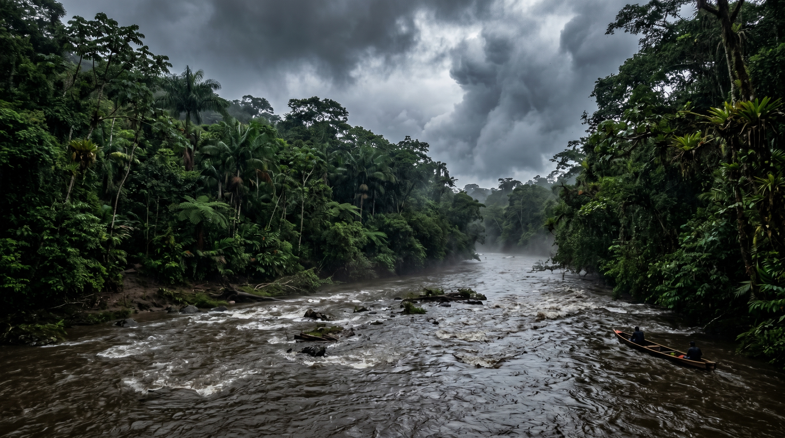 Rainy season jungle river in northern Costa Rica