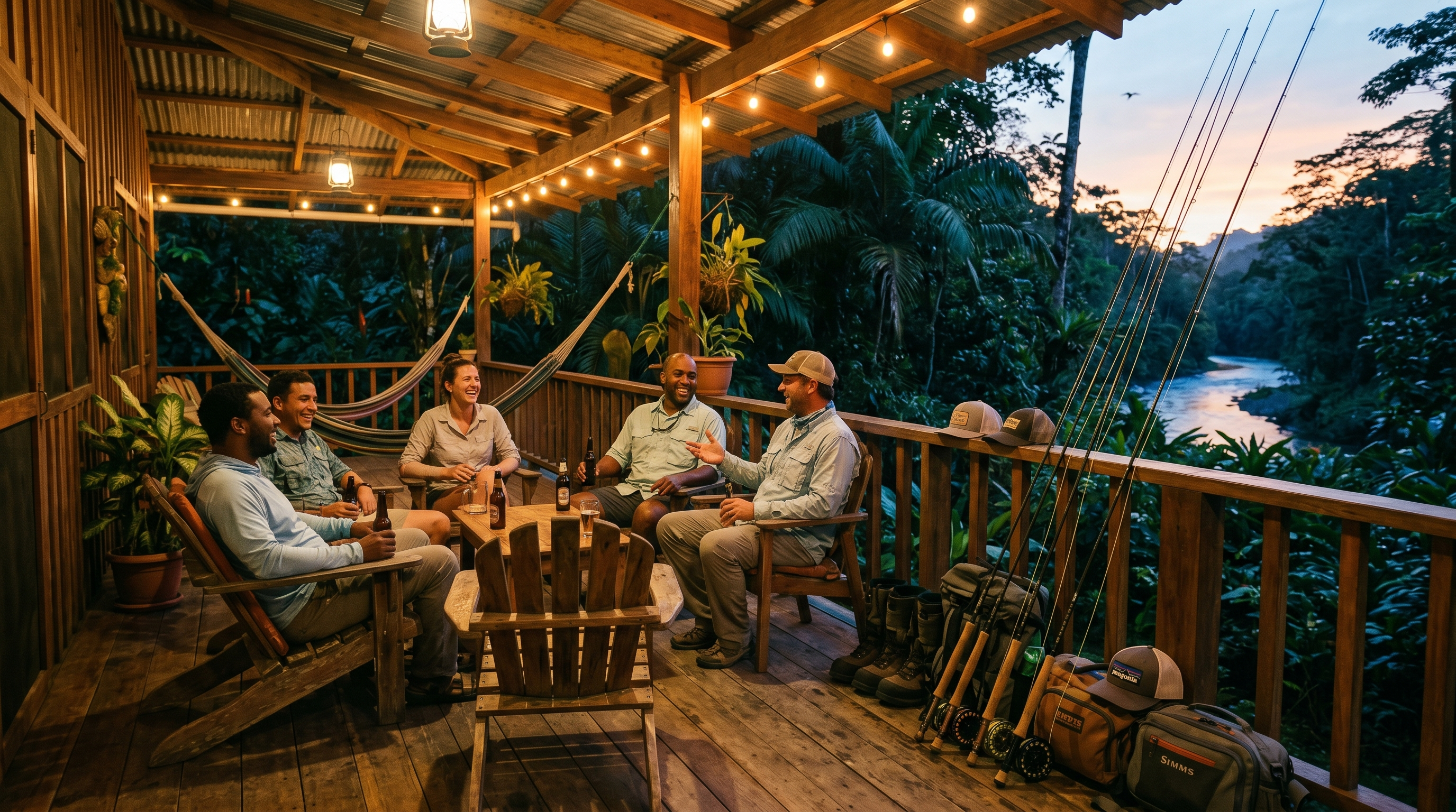 Costa Rica fishing lodge after a day of guapote fly fishing