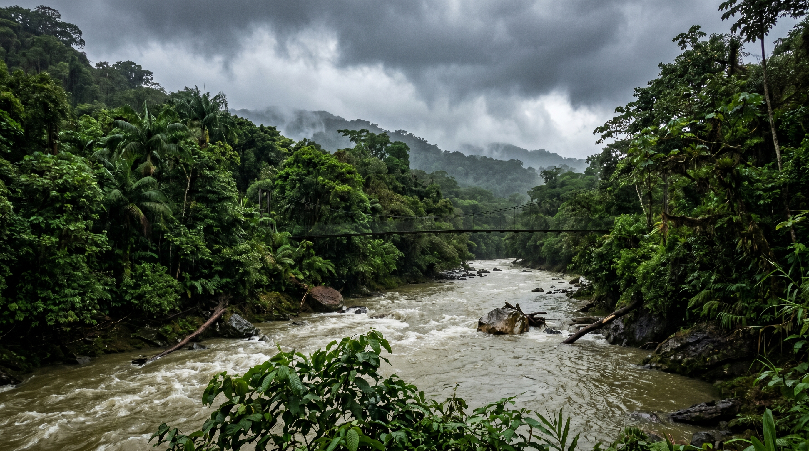 Rainy season river conditions in the Costa Rica jungle