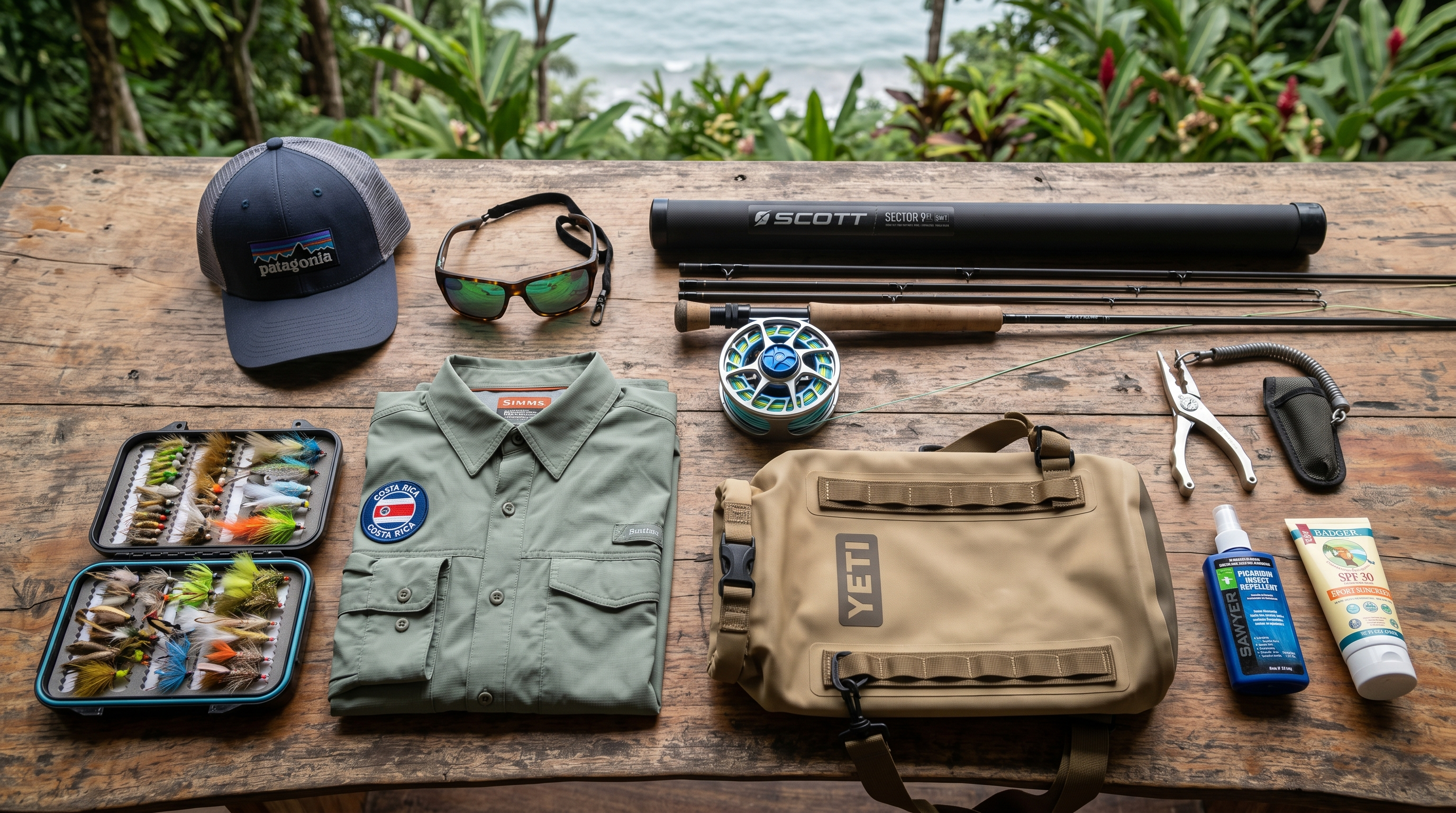 Costa Rica fly fishing essentials packed for a freshwater river trip