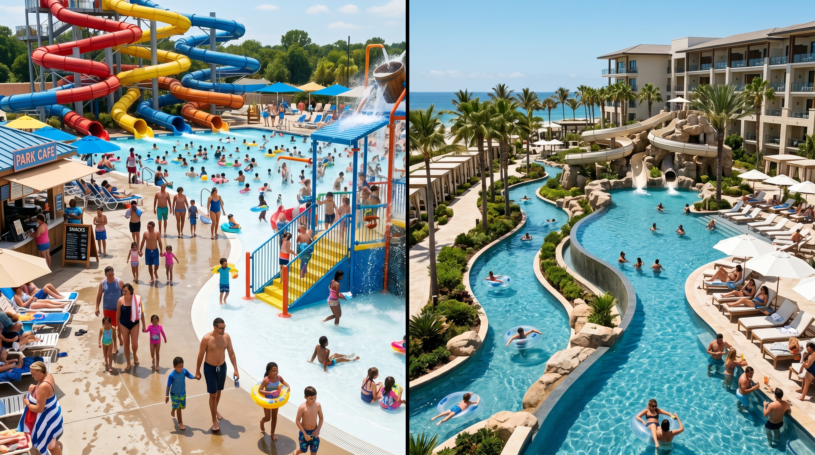 International water park destination with resort pools and slides