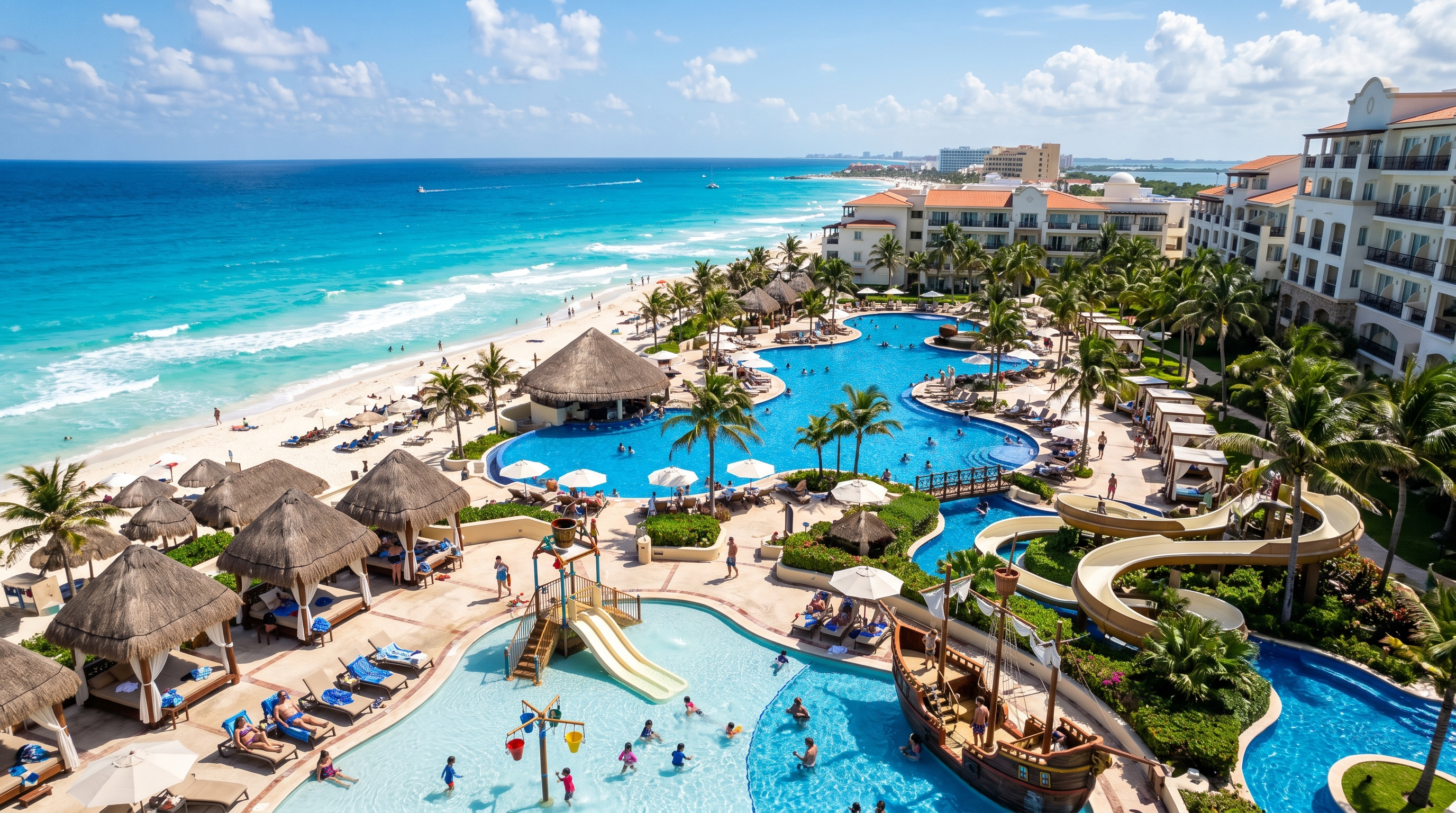 Cancun all-inclusive family resort overlooking Caribbean water