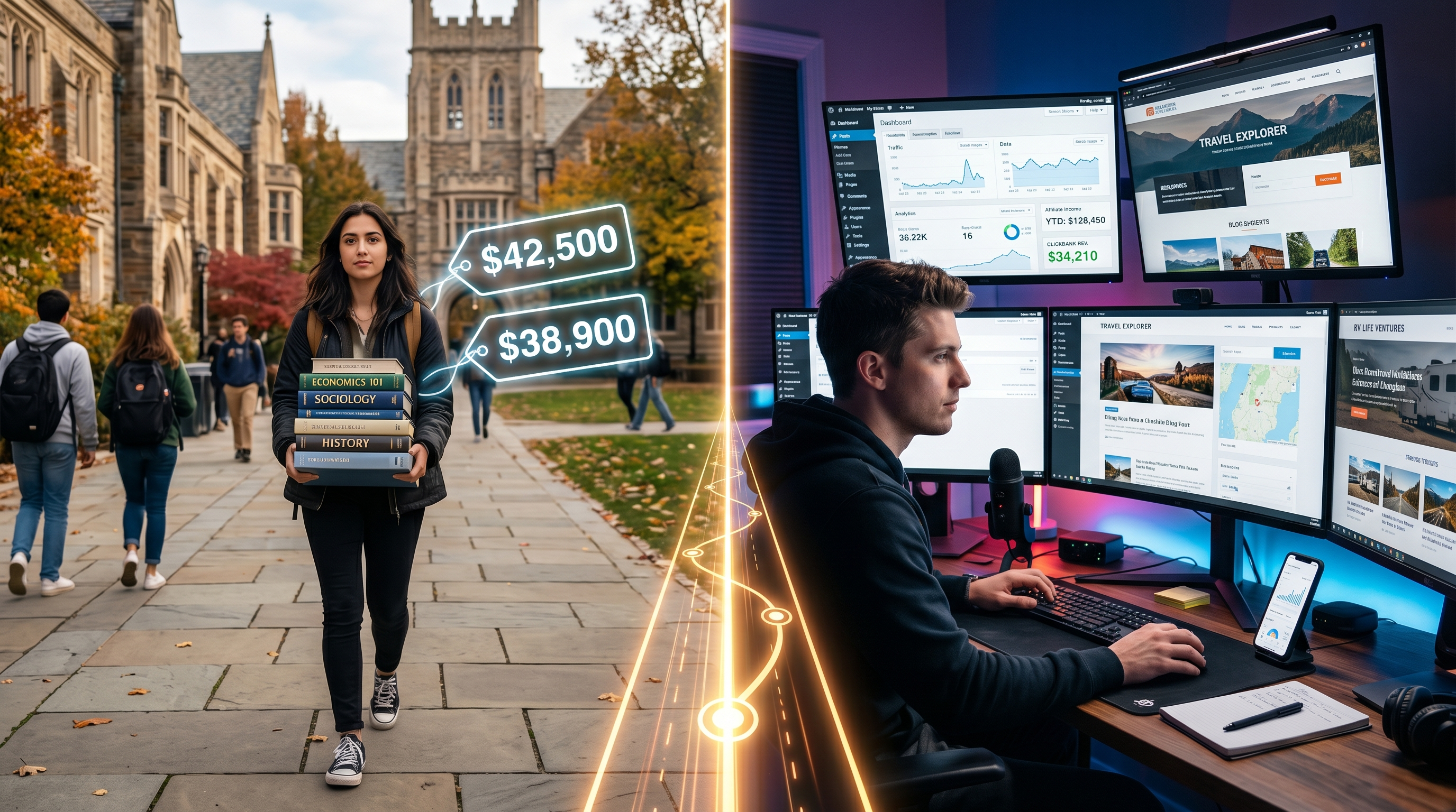 University cost compared to building digital skills through real websites