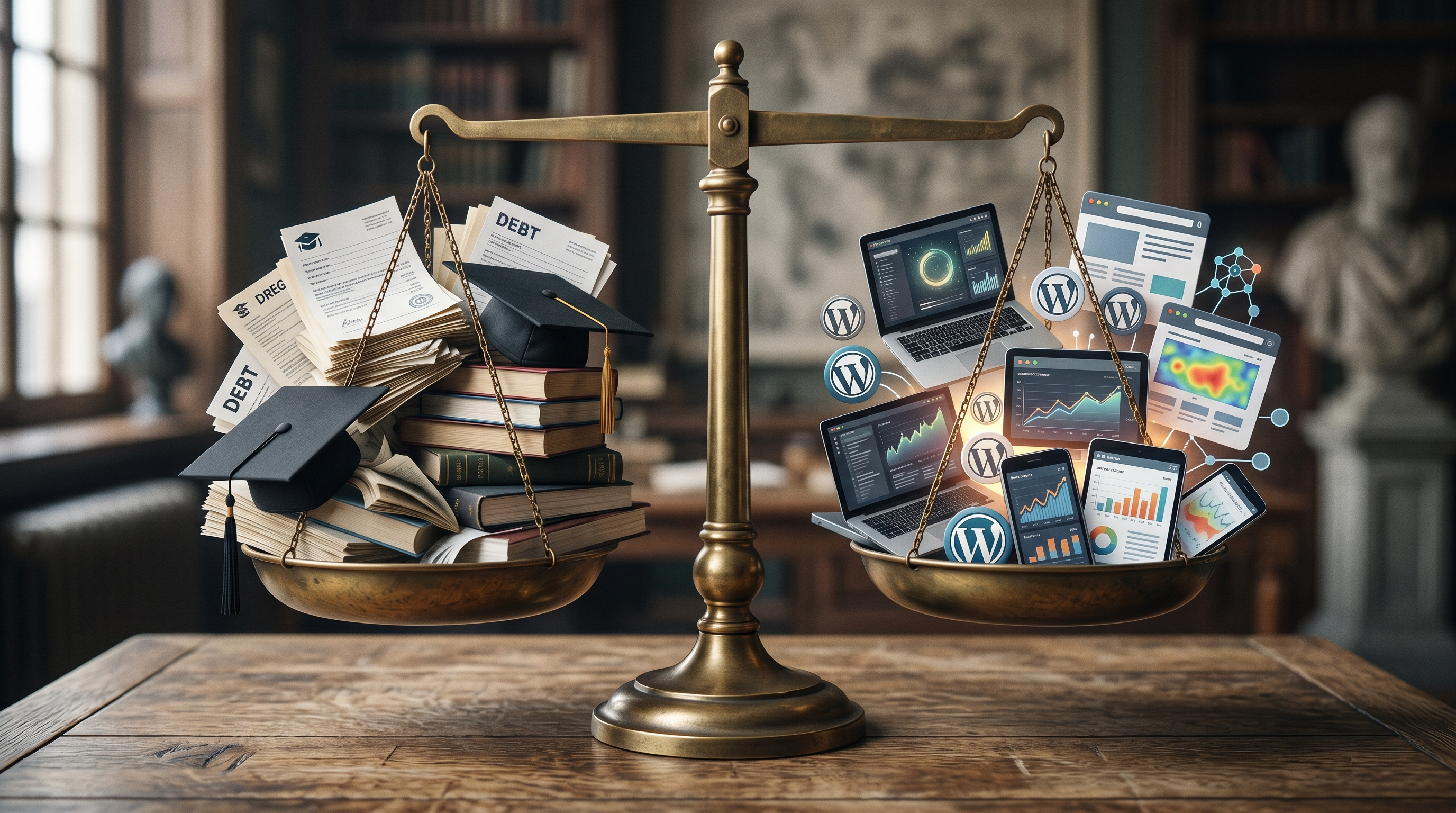 University costs compared to website building costs