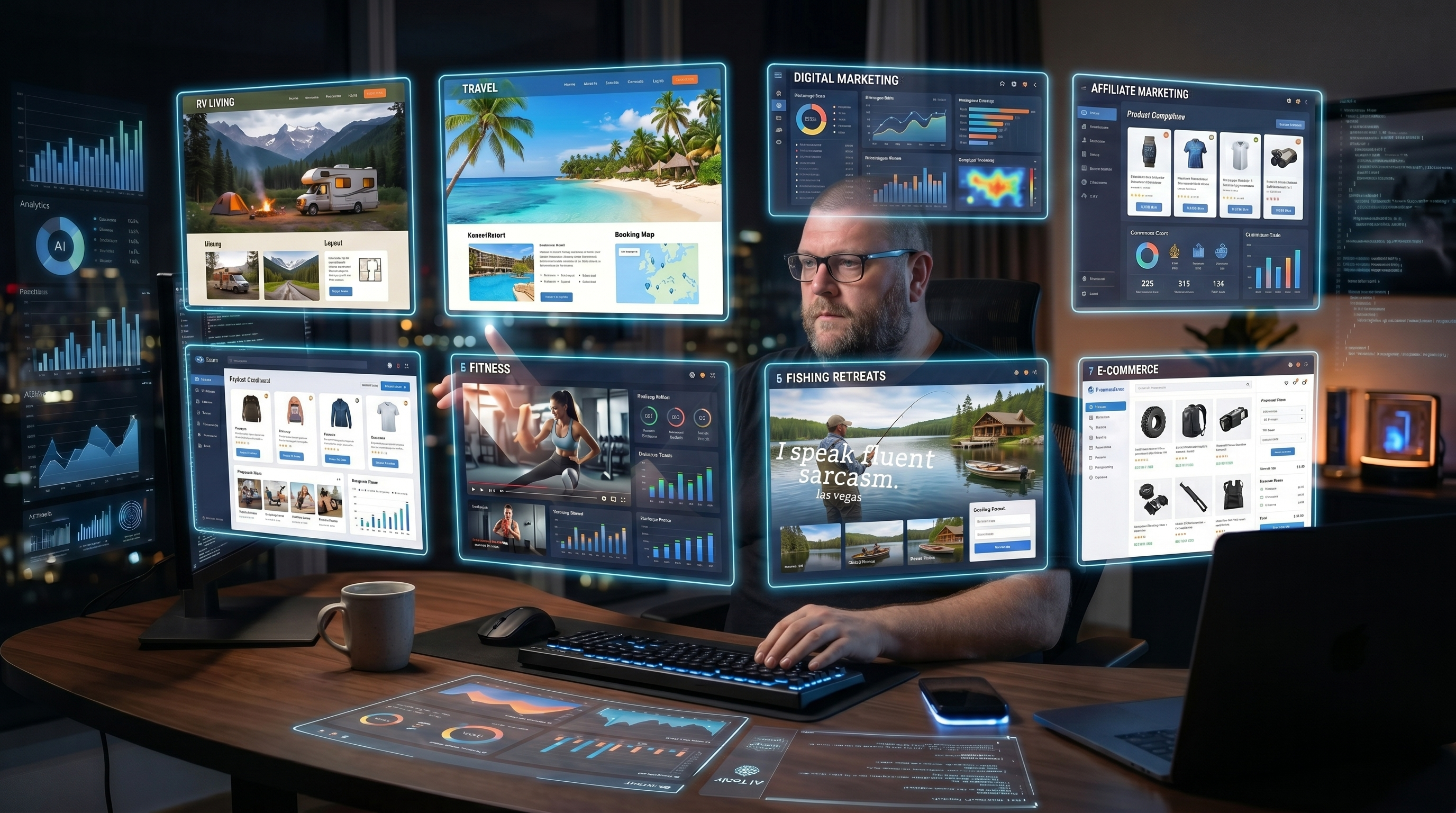Seven website portfolio digital control center