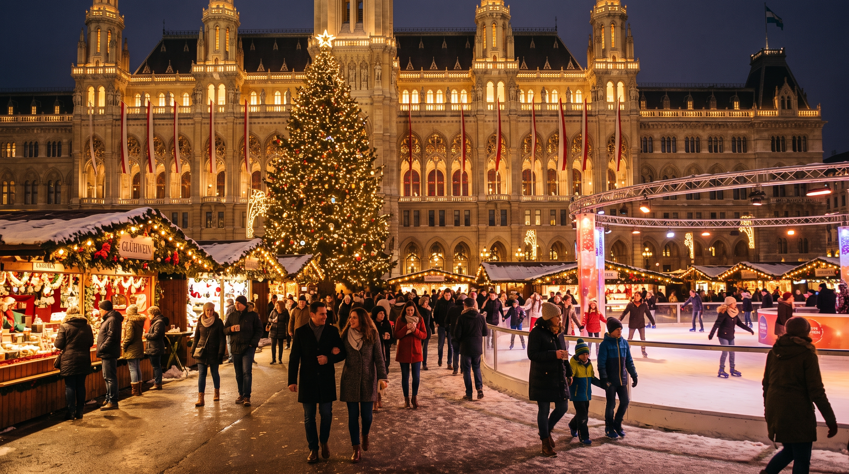 Traveler comparing a European Christmas market route on a map beside train tickets