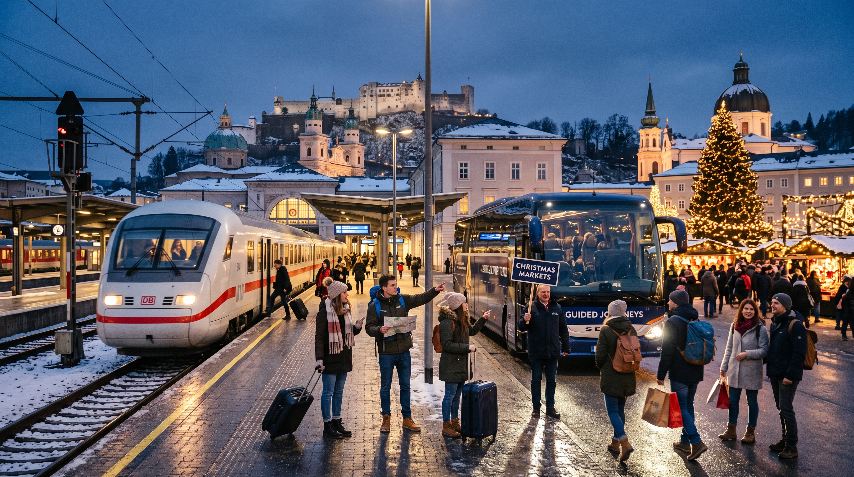 Evening Christmas market route through Vienna Prague and Budapest