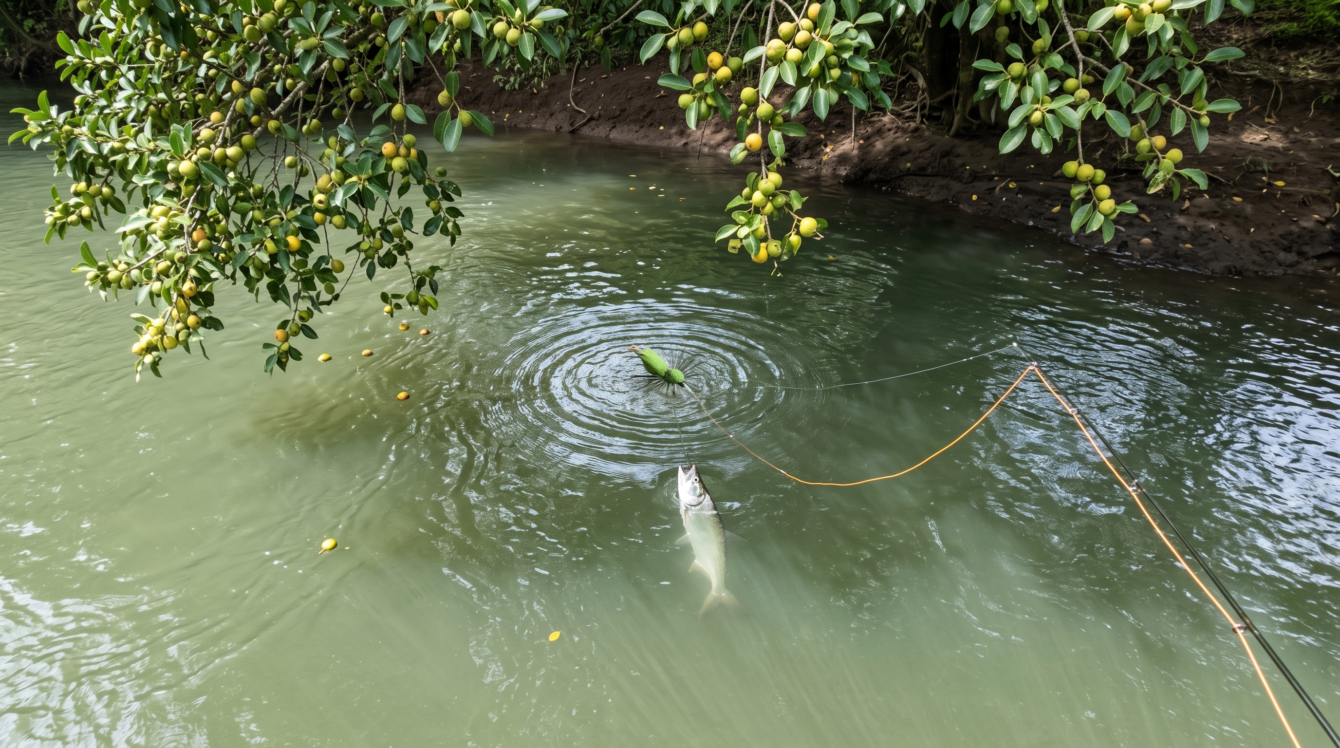 Angler and local guide releasing a machaca beside a drift boat on the Río Niño
