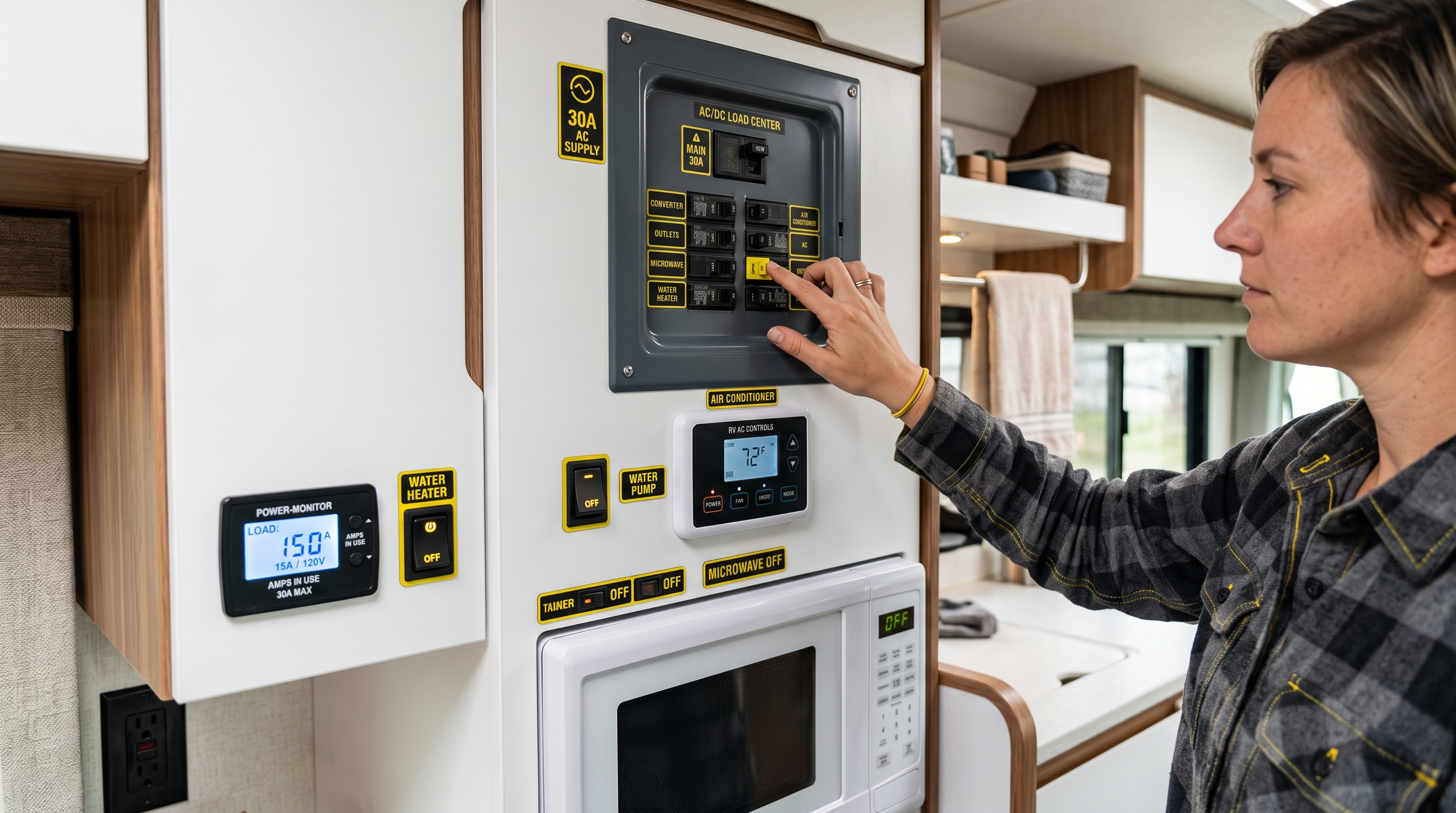 RV electrical power management during hot weather