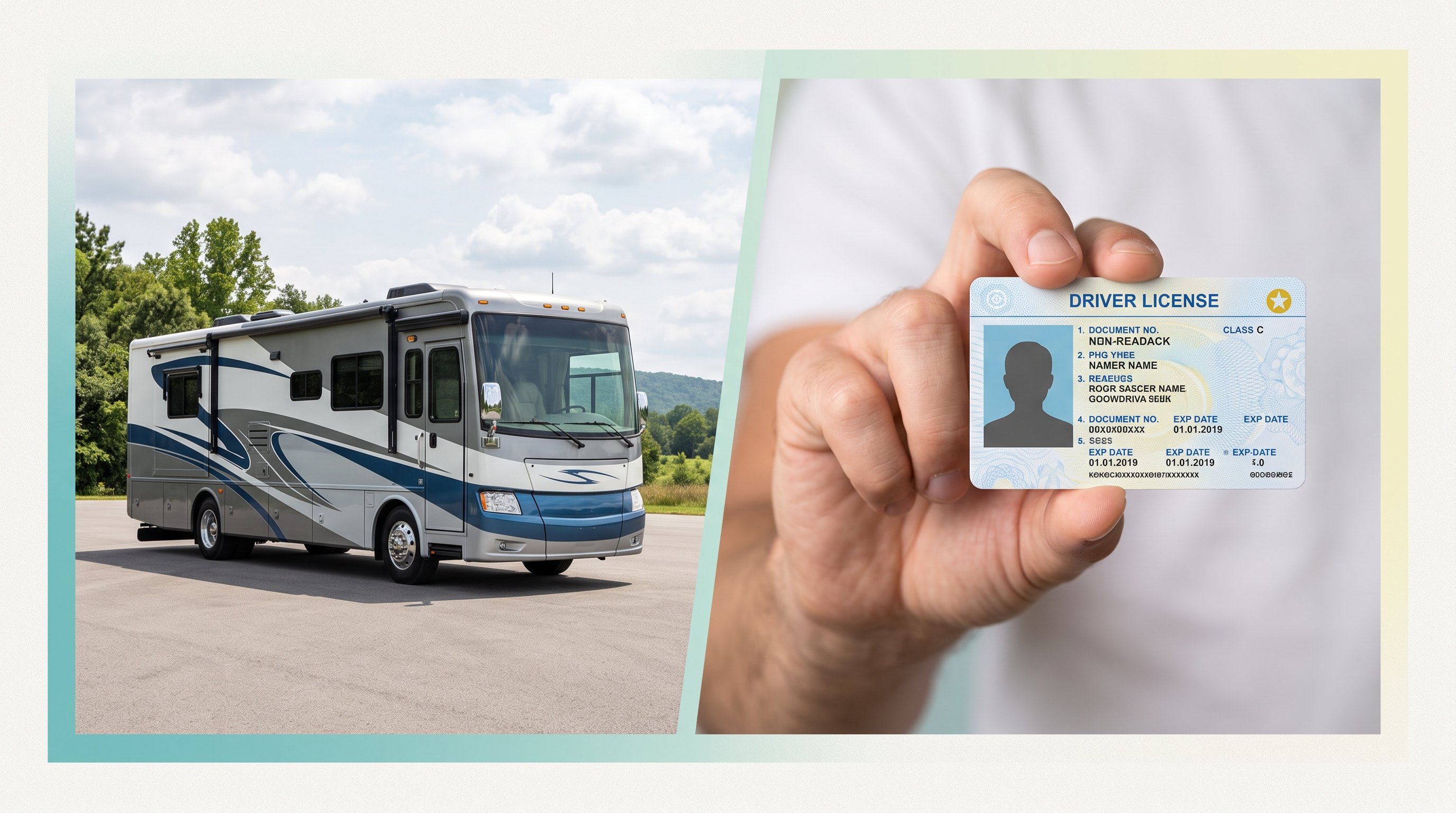 Illustration distinguishing a Class A motorhome from a driver licence class