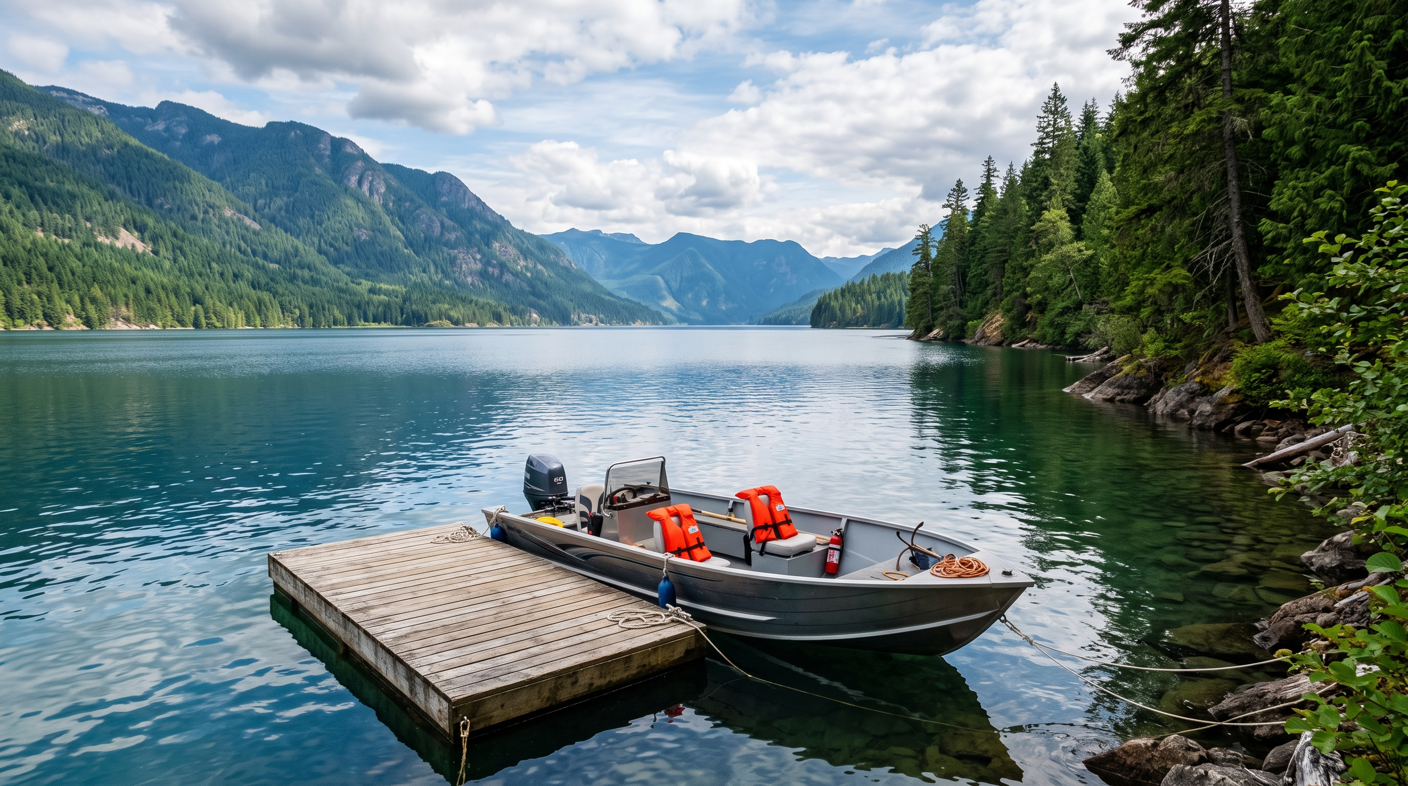 Boat on Shuswap Lake near Seymour Arm British Columbia
