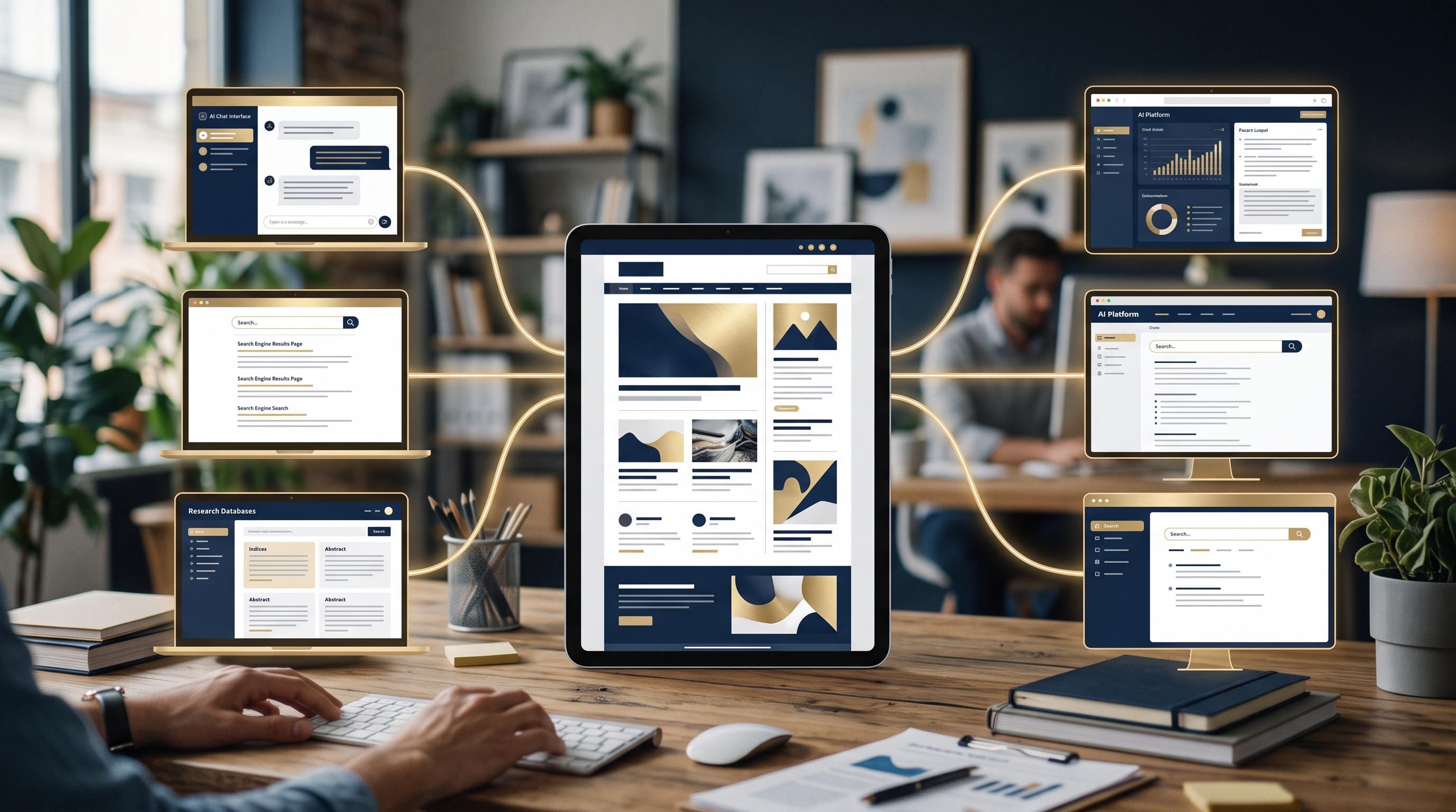 Conceptual paths connecting useful independent website content to AI search answers