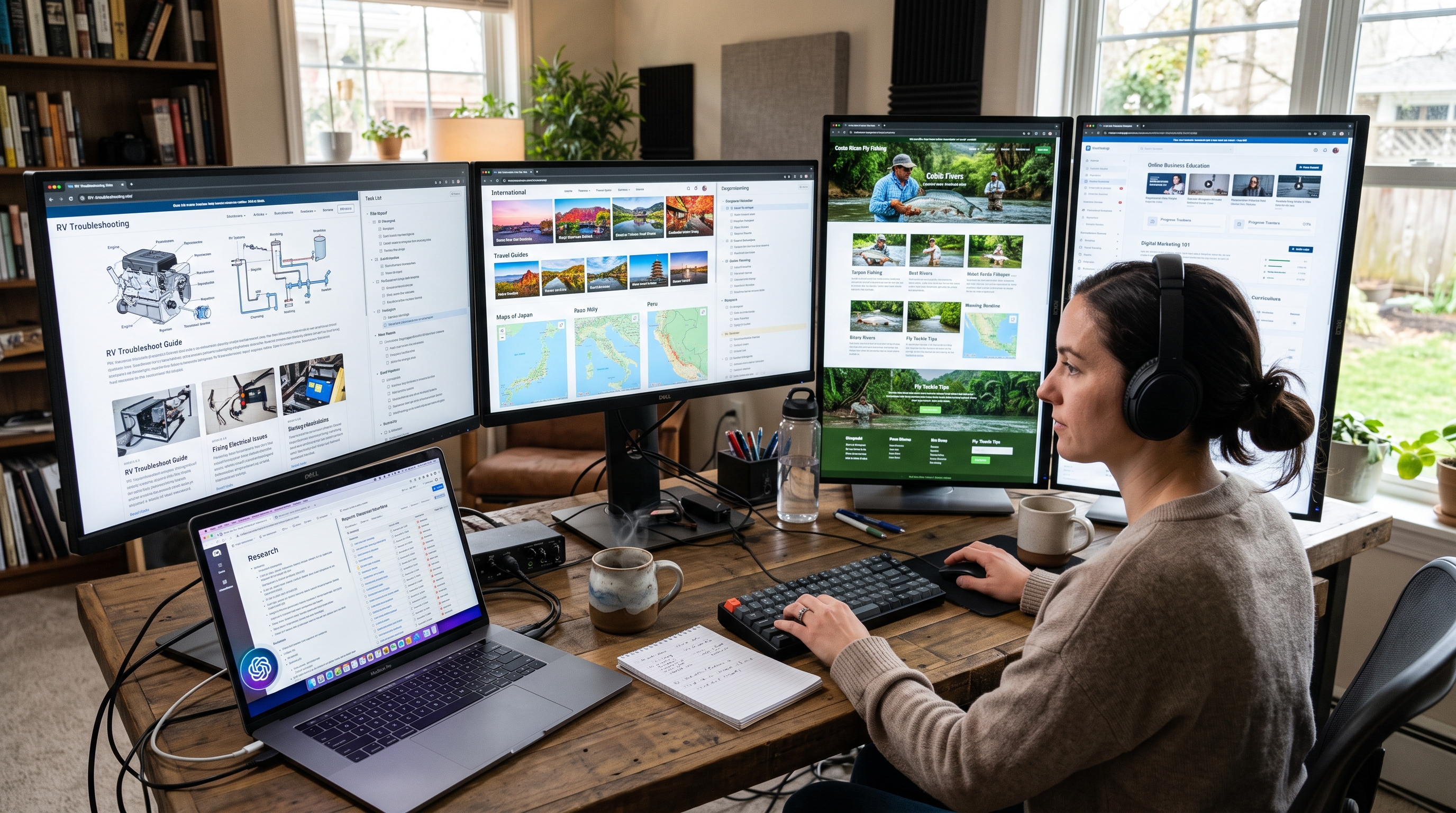 Connected website files, analytics and publishing tasks organized into one reviewable workflow