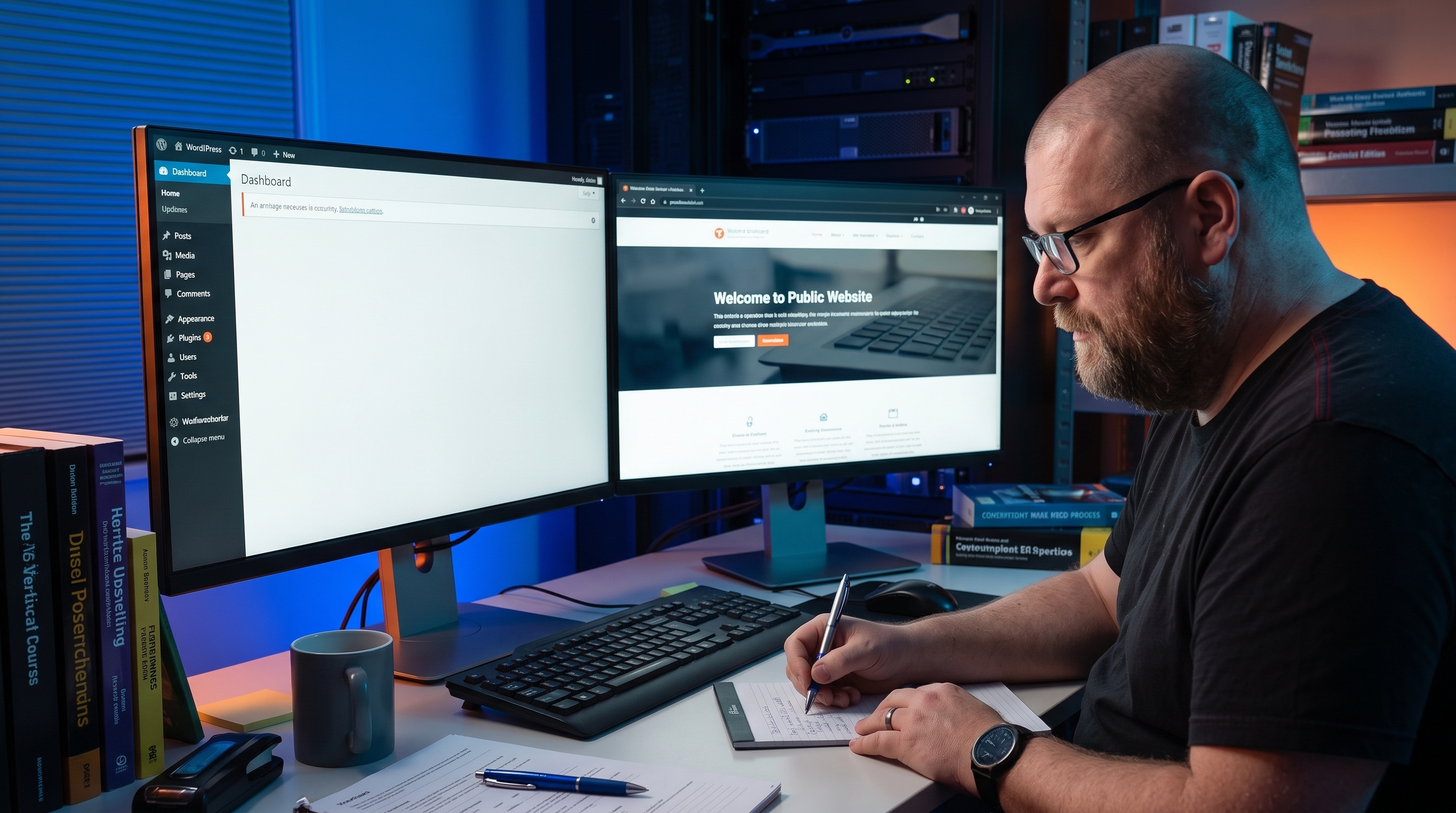 Website owner troubleshooting a blank WordPress plugin administration screen while the public site remains online