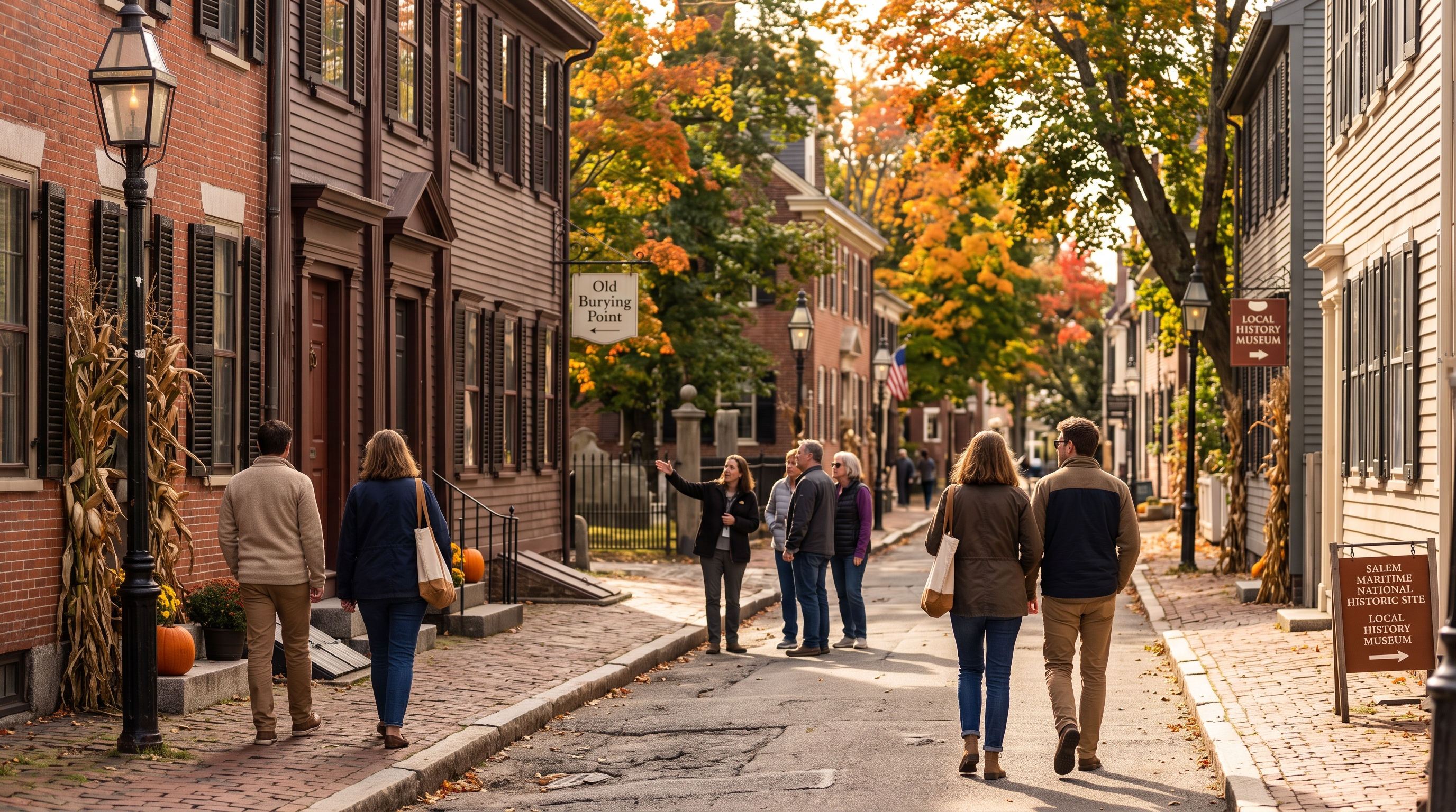 Historic autumn street in Salem Massachusetts