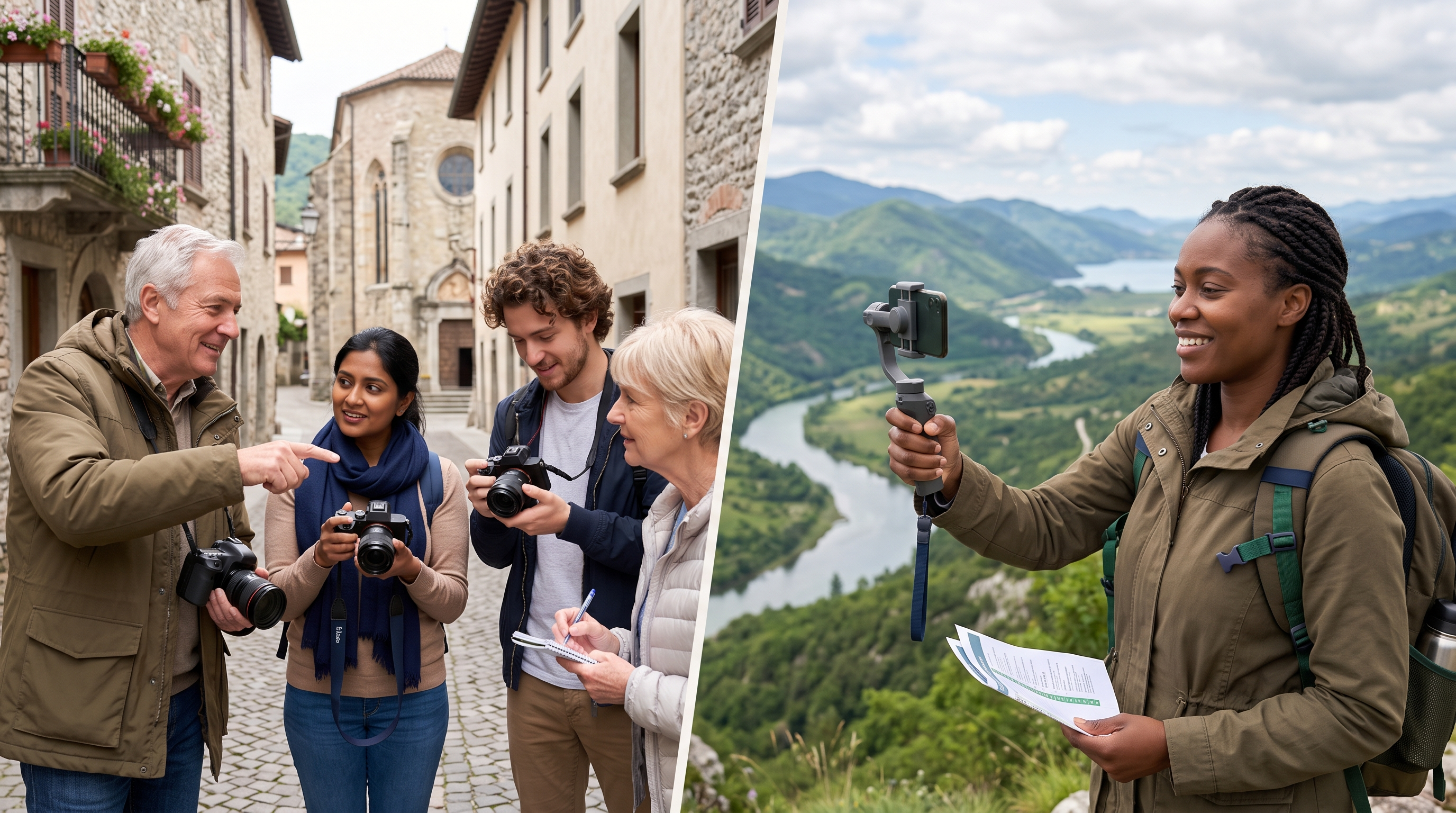 Comparison between a guided beginner photography tour and an independent smartphone photography trip