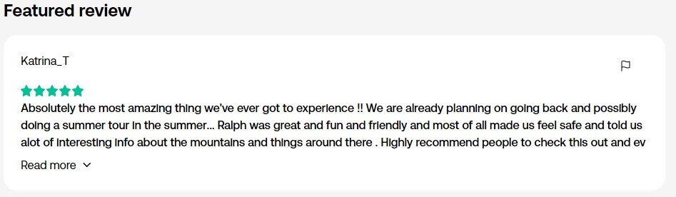 Screenshot of featured review