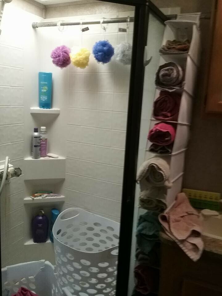 Organization of towels and converting the Bathtub into a laundry room