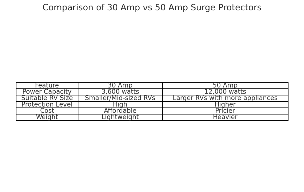 Comparison chart