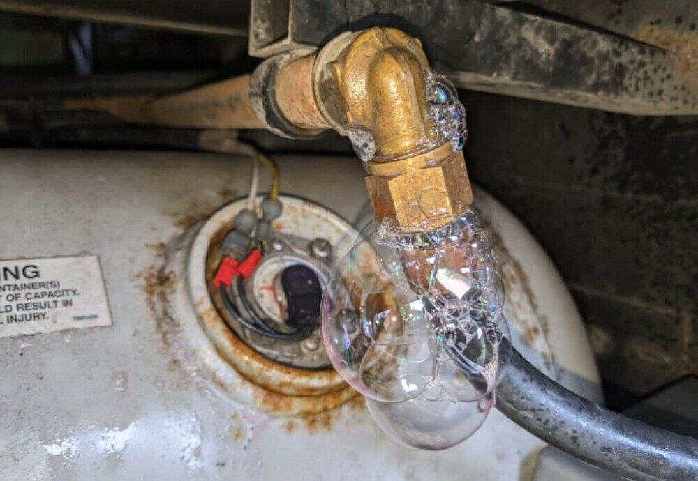 Check for Propane Leaks - Soapy Water!