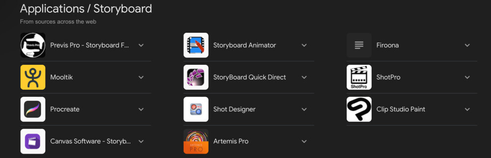 Apps for storyboarding