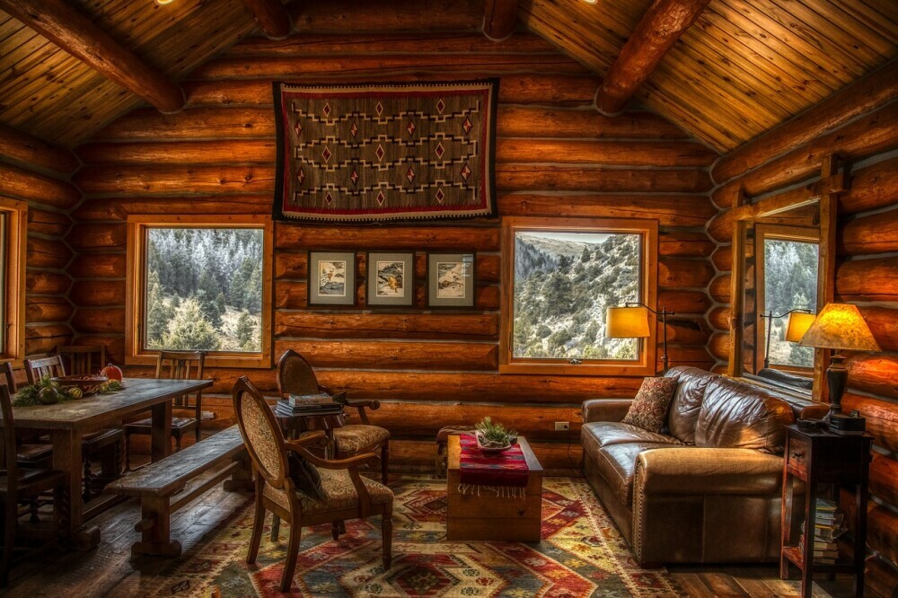 inside the log cabin