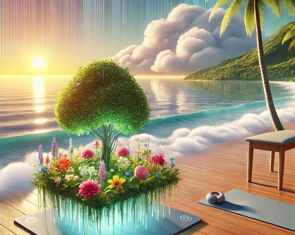 serene virtual landscape used in VR fitness programs.