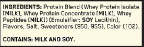 Ingredient list