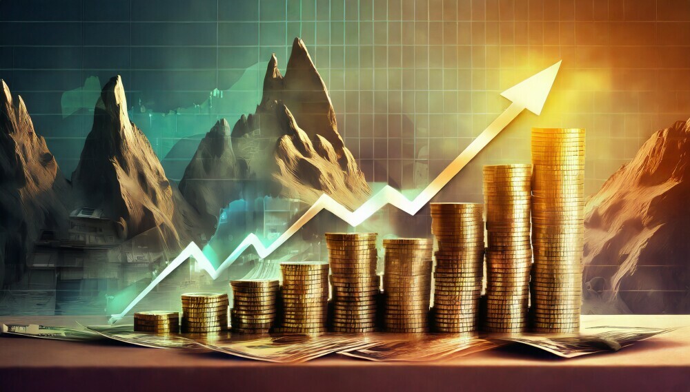 Money in the background of a statistic graph going up, showing increased revenue