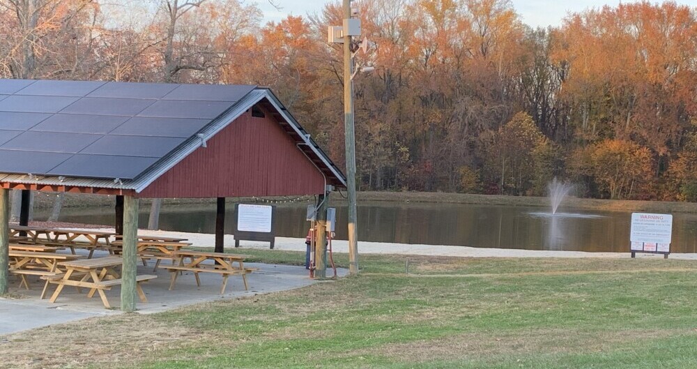 pavilion with lake