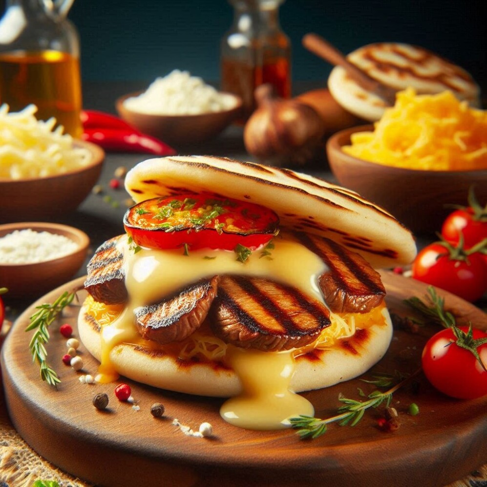 Arepa con Carne y Queso