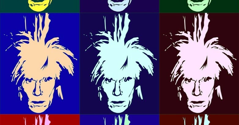 Print showing images of Andy Warhol in the style of his own
