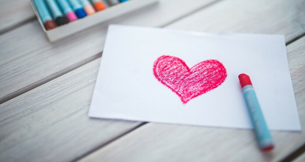A love heart drawn in crayon